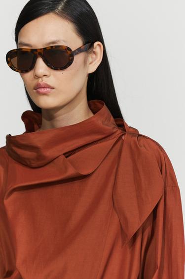 Flowing blouse with tie detail — COPPER 5