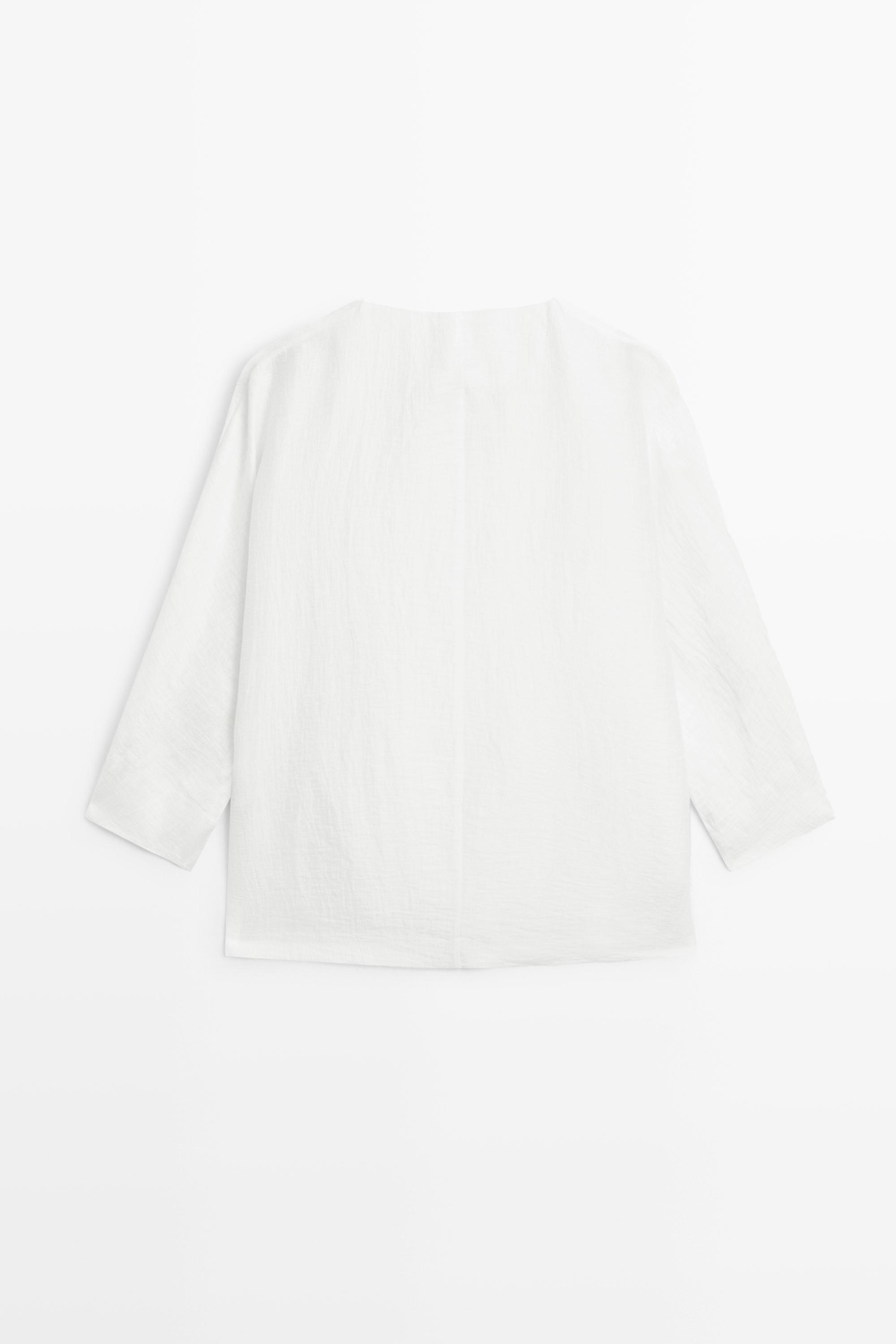 Linen blend overshirt with buttons — WHITE