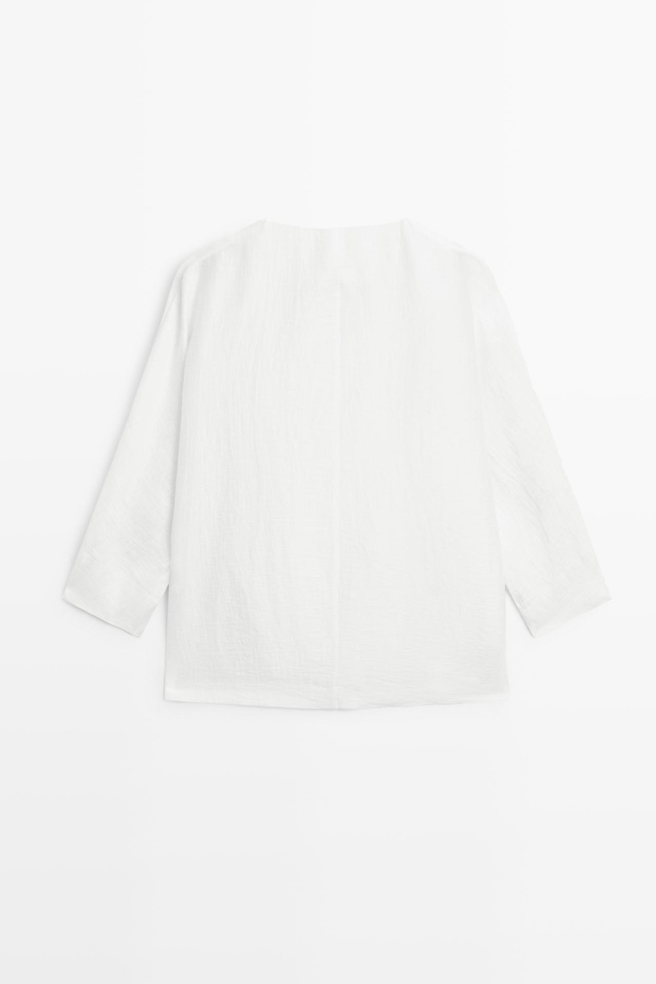 Linen blend overshirt with buttons — WHITE