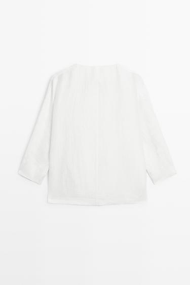 Linen blend overshirt with buttons — WHITE 6