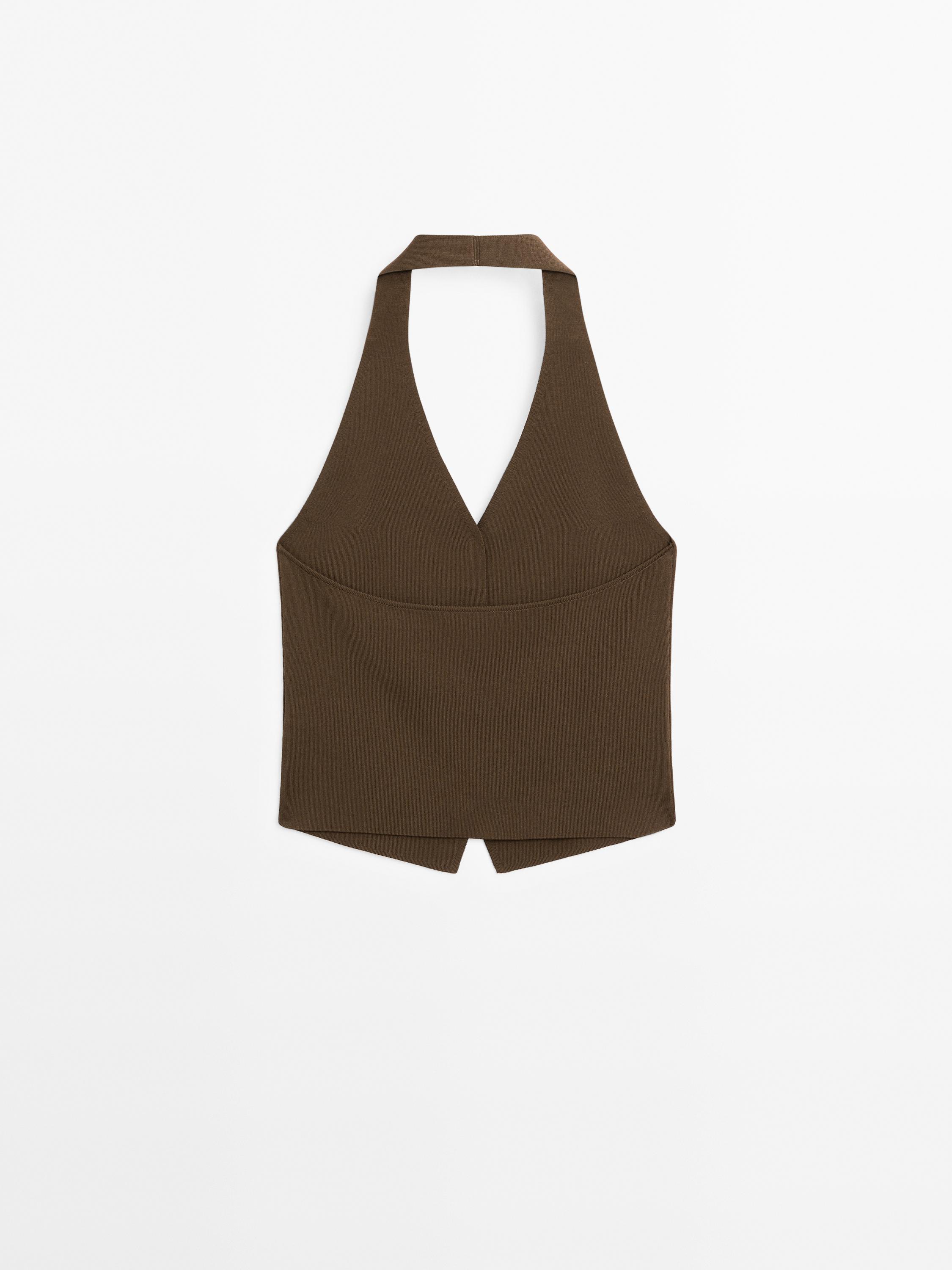 Knit halter neck waistcoat