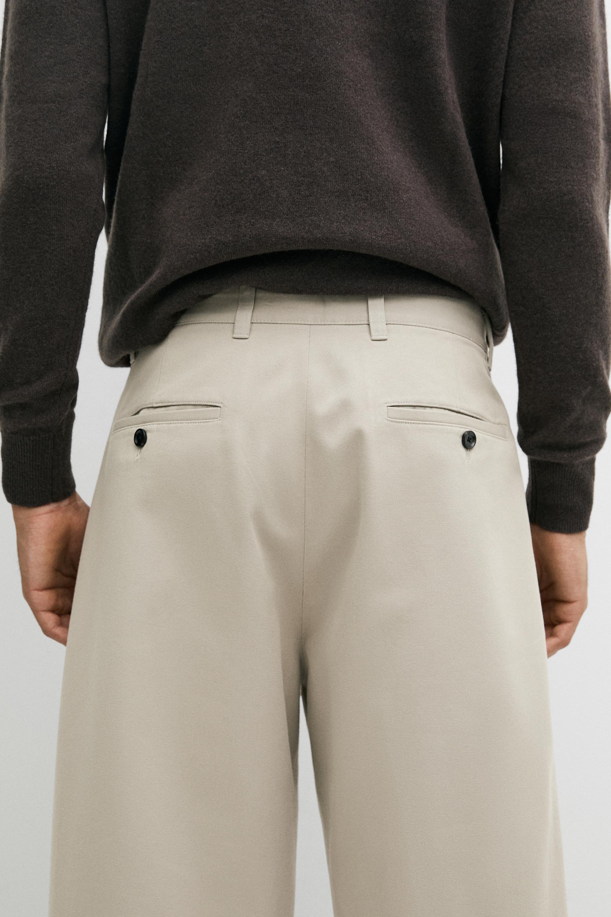 Pleated barrel fit pants — BEIGE