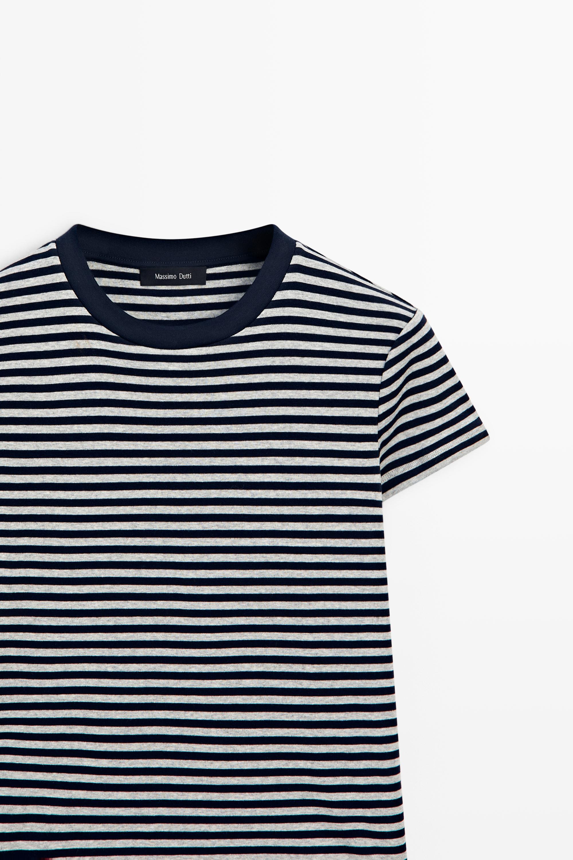 Ribbed striped short sleeve T-shirt - thumbnail 4