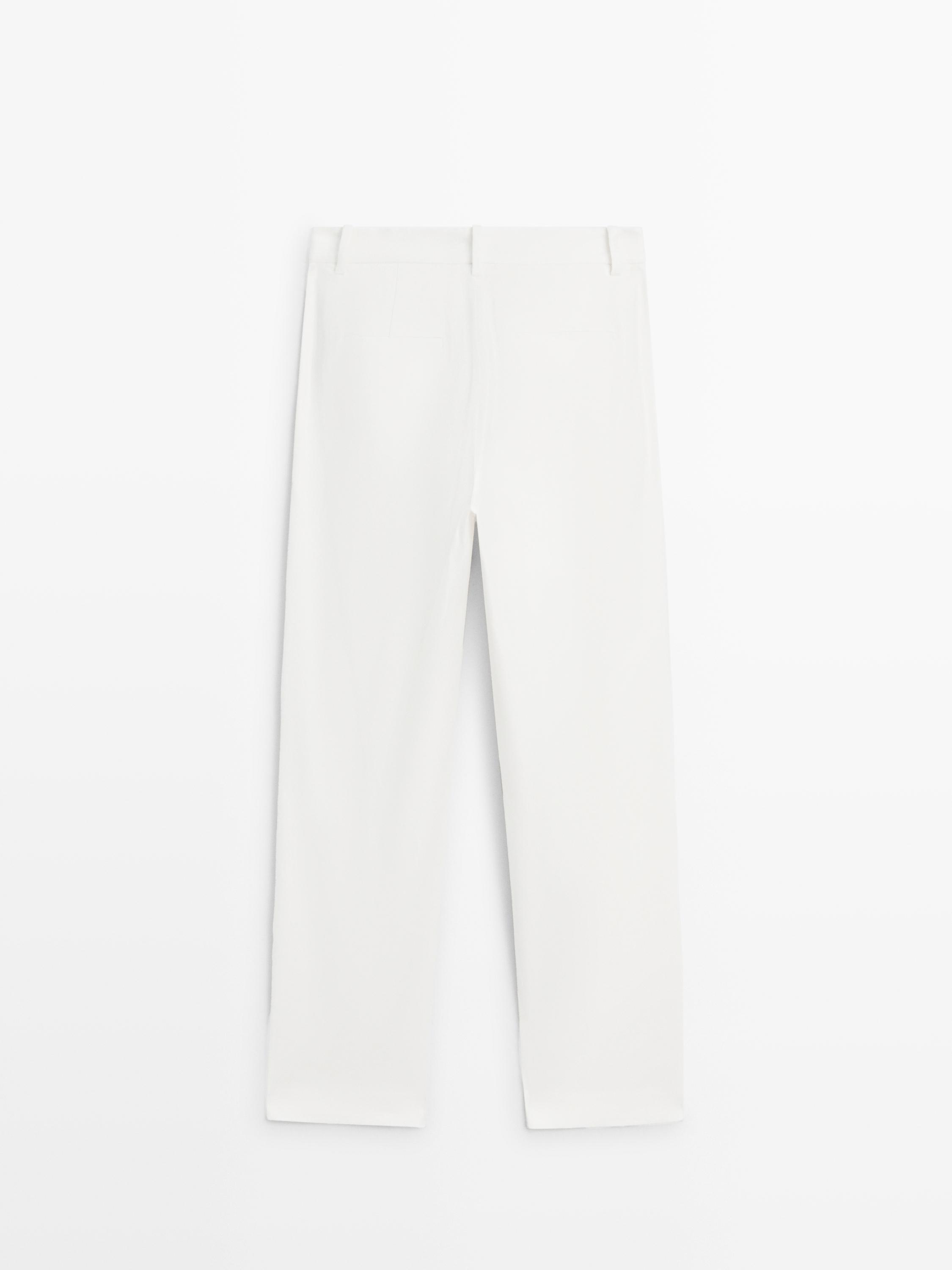 Keten karışımlı straight fit pantolon