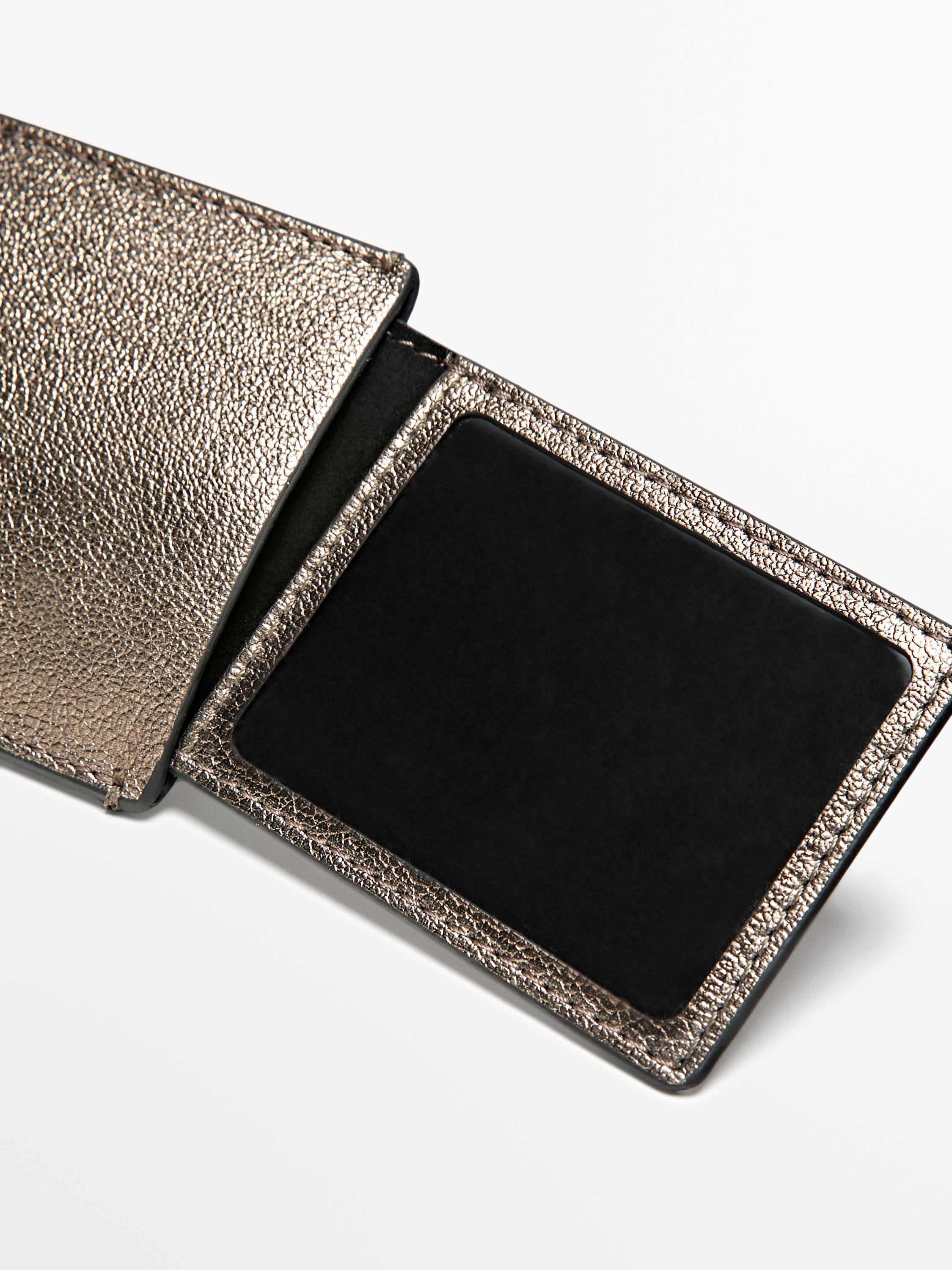 Nappa leather luggage tag — SILVER