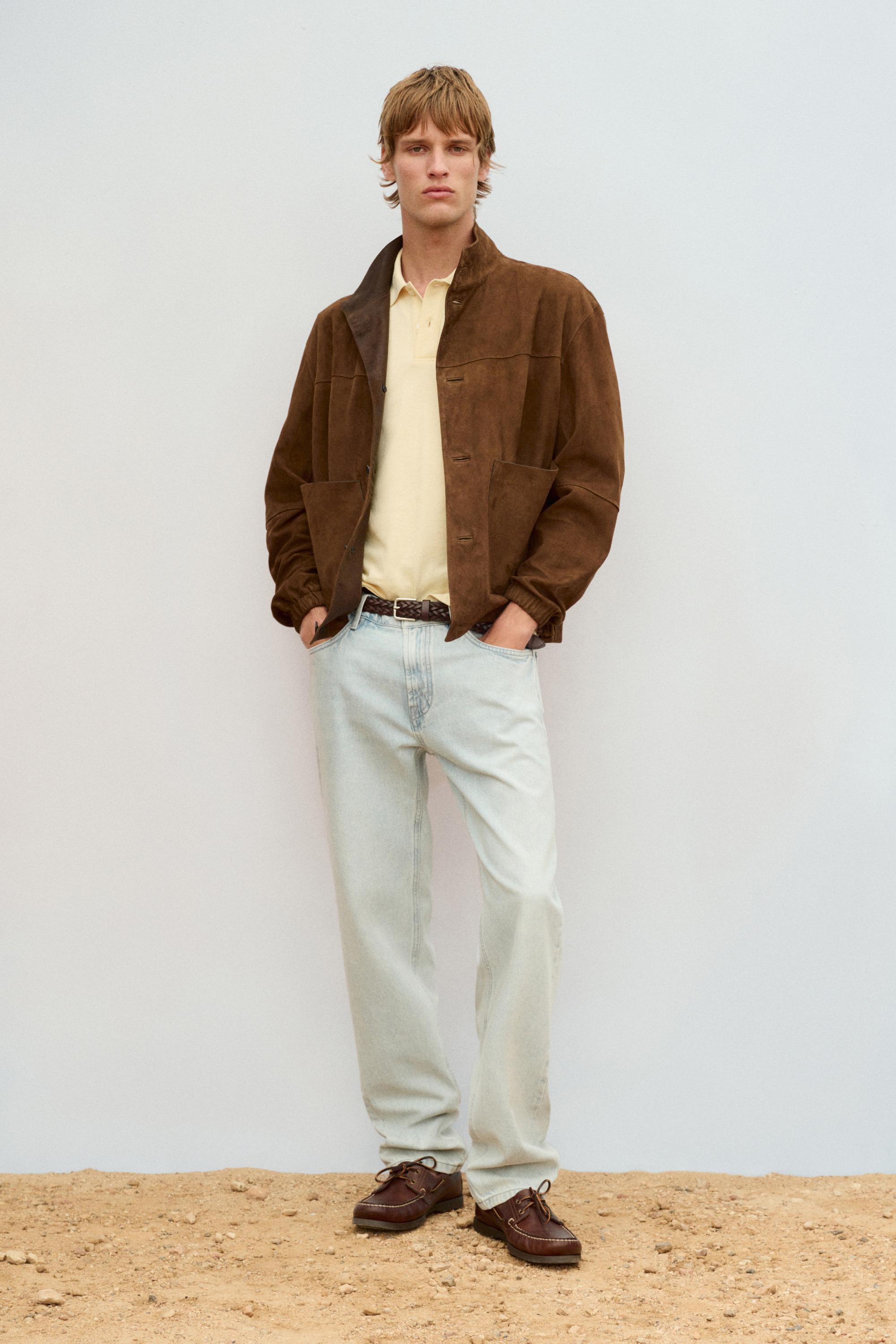 Suede leather jacket — Tobacco brown