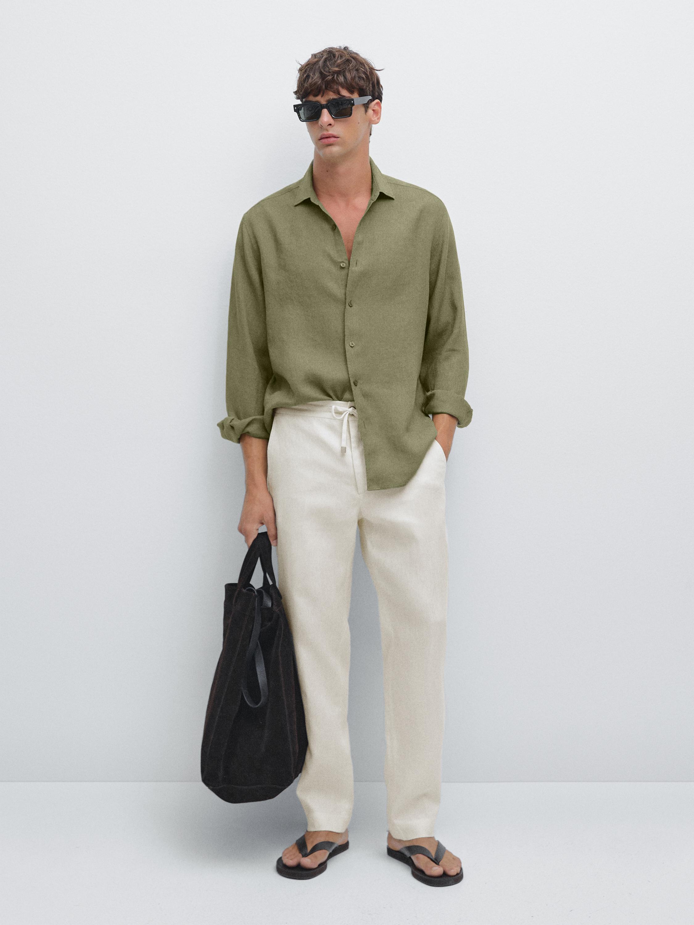 100% linen jogger trousers