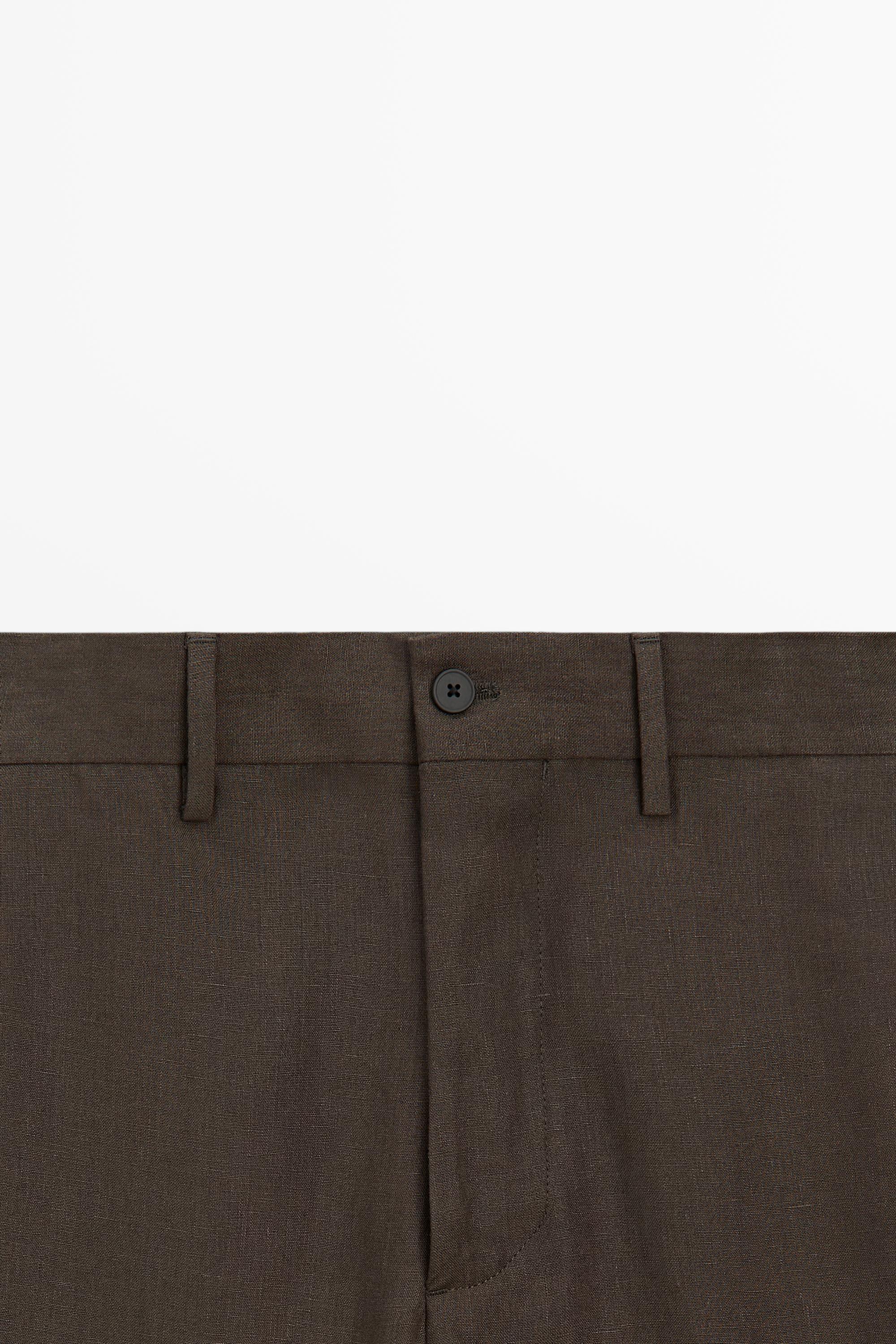Linen suit trousers — BROWN