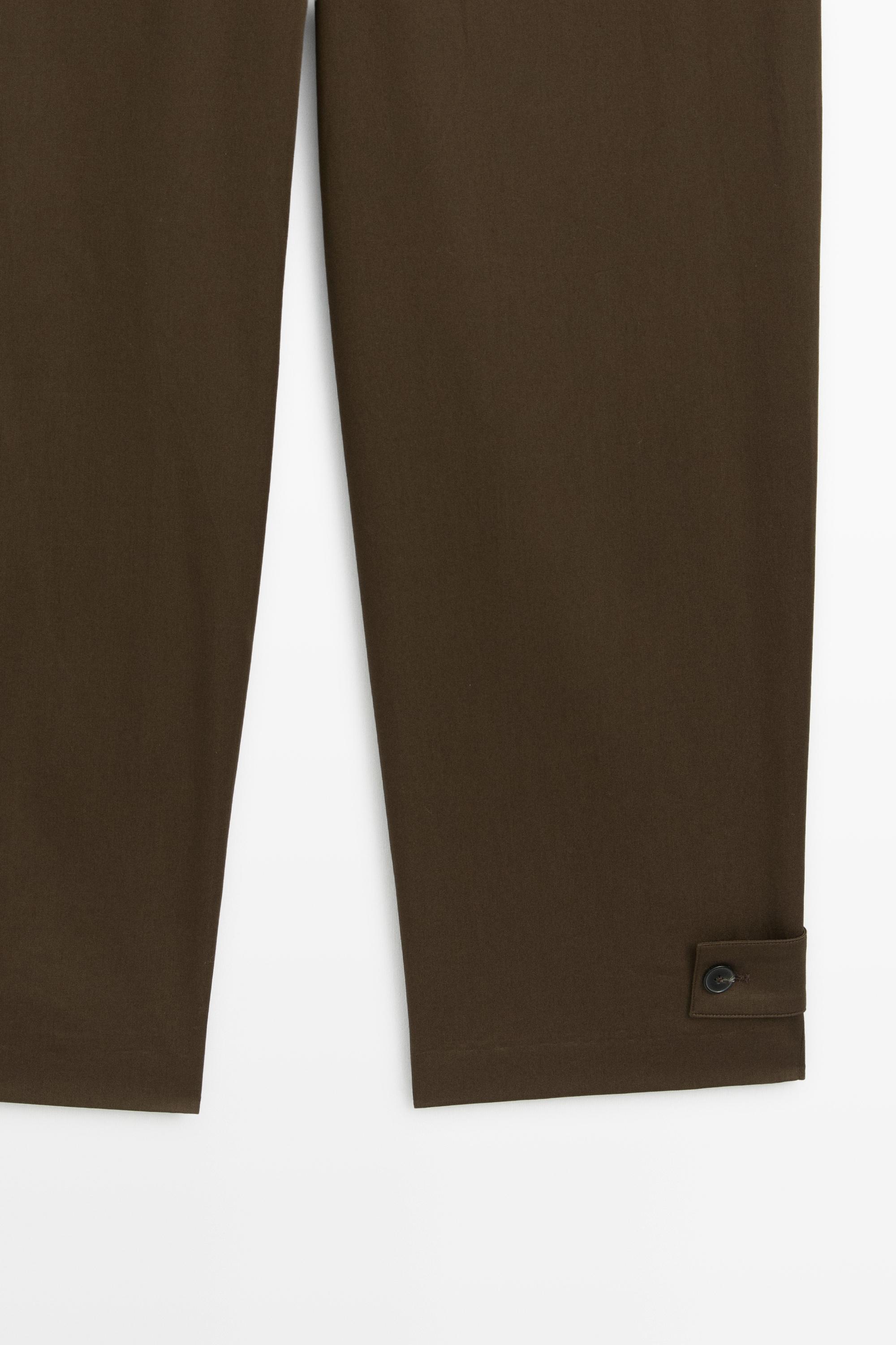 Pants with button-tab hem detail — MOLE BROWN