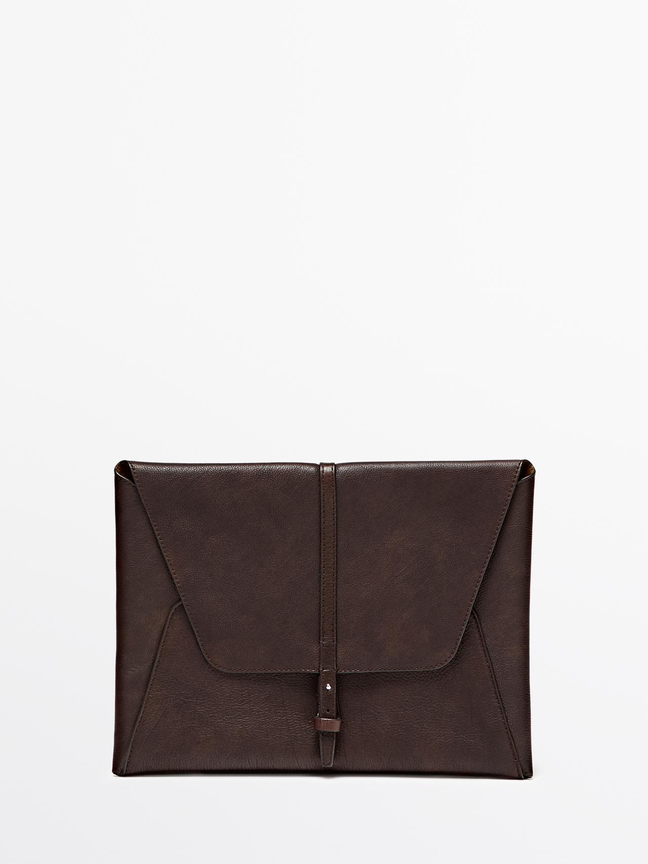 Massimo Dutti - Herre - Ipad-Etui I Nappaskind - Brun - 01