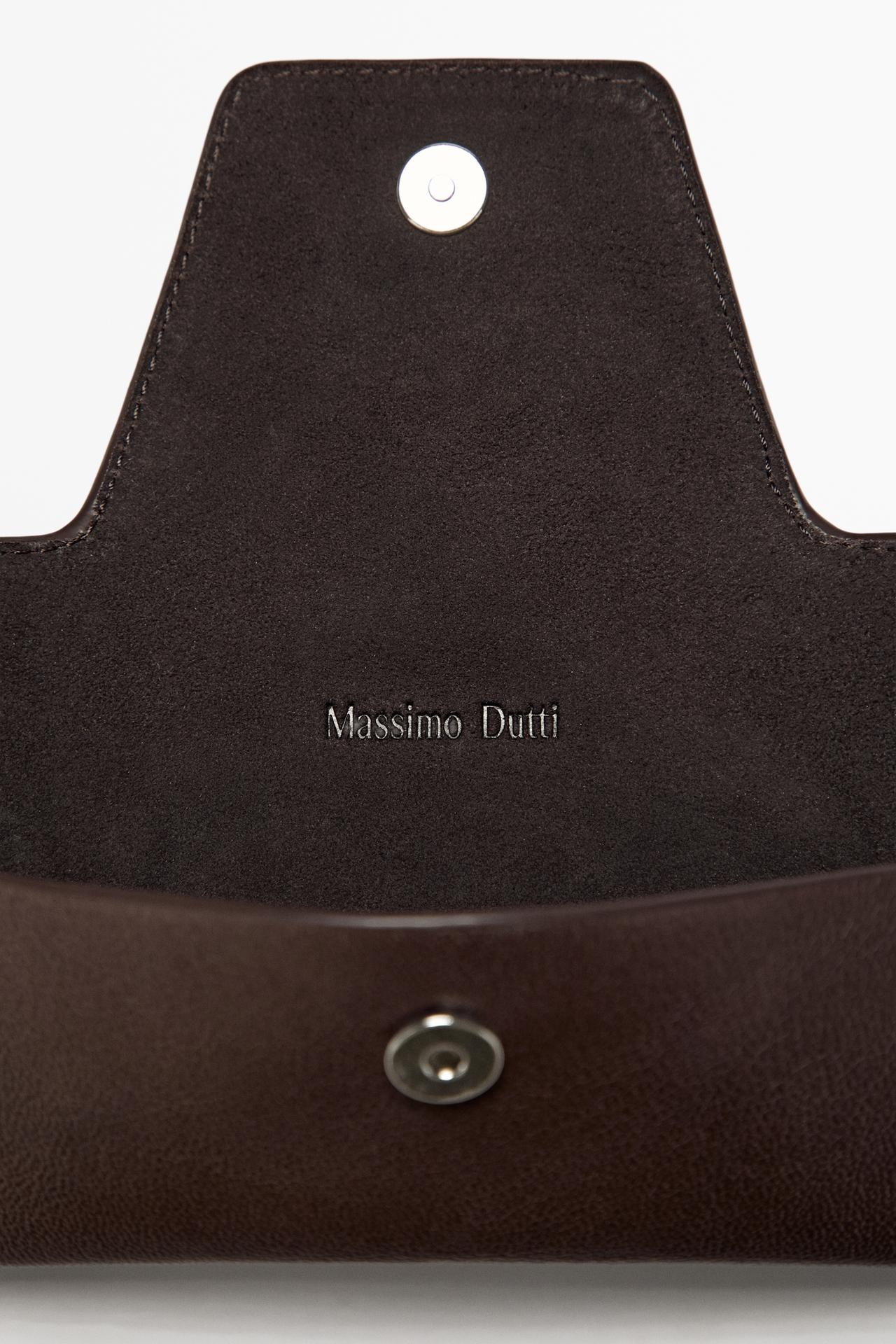 Nappa leather sunglasses case — BROWN