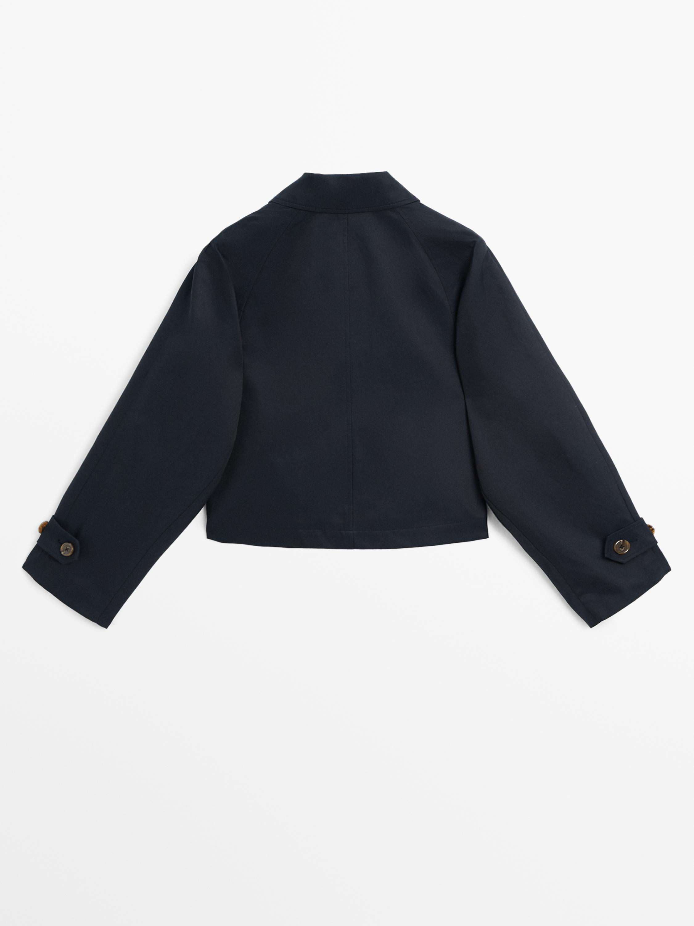 Short cotton blend trench coat