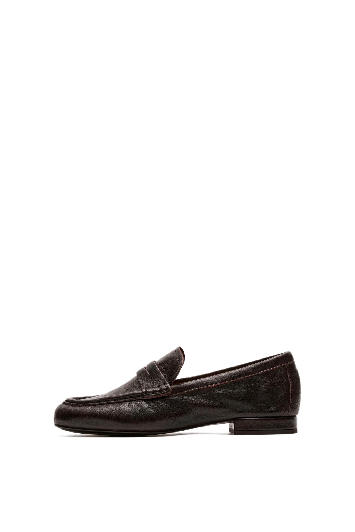 Soft leather penny loafer — BROWN