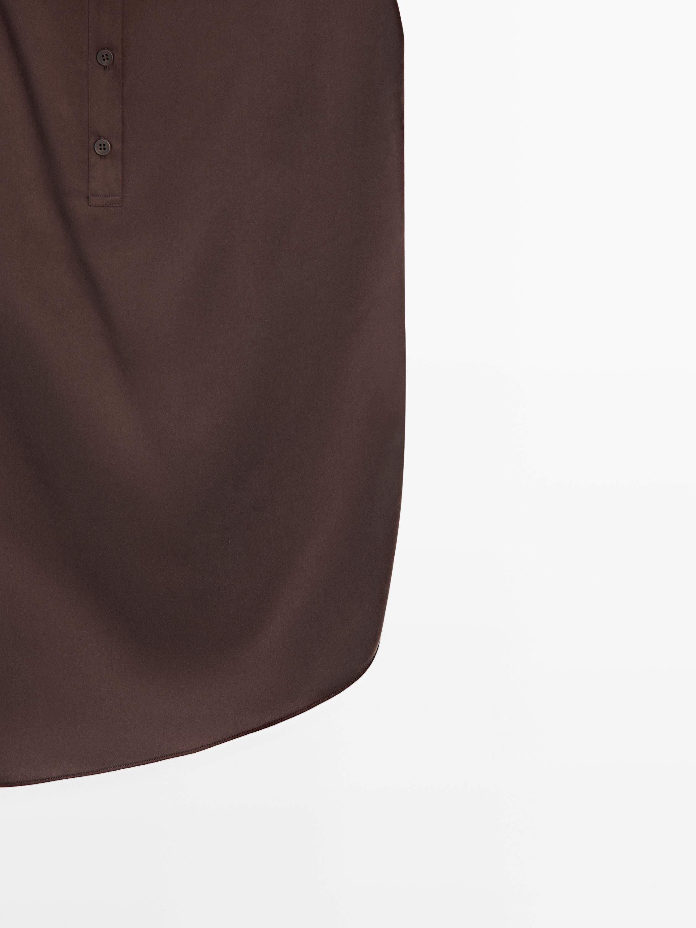 Asymmetric draped top — BROWN
