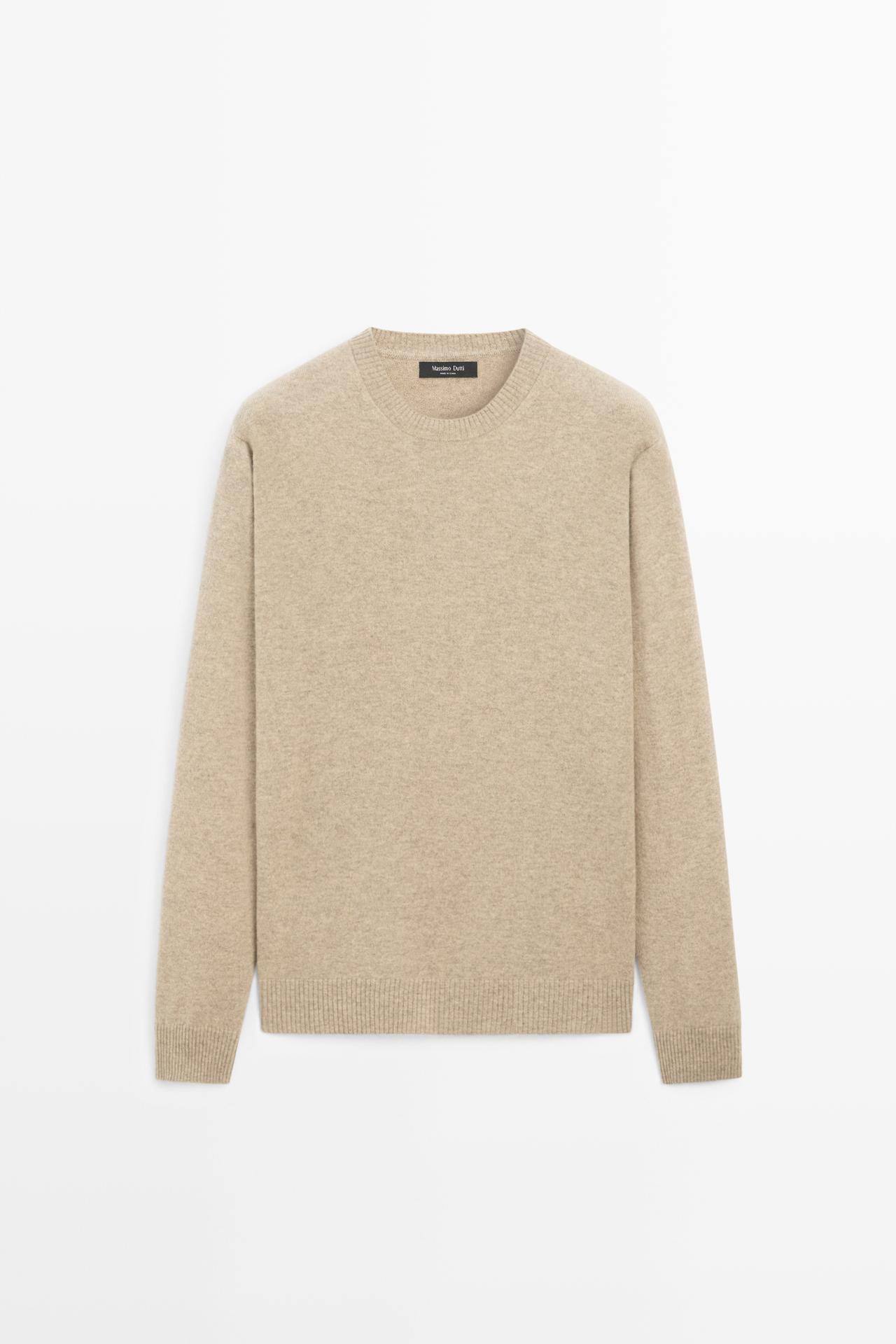 Wool blend round neck knit sweater — Washed