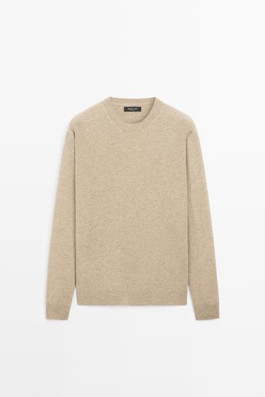 Wool blend round neck knit sweater — Washed 2