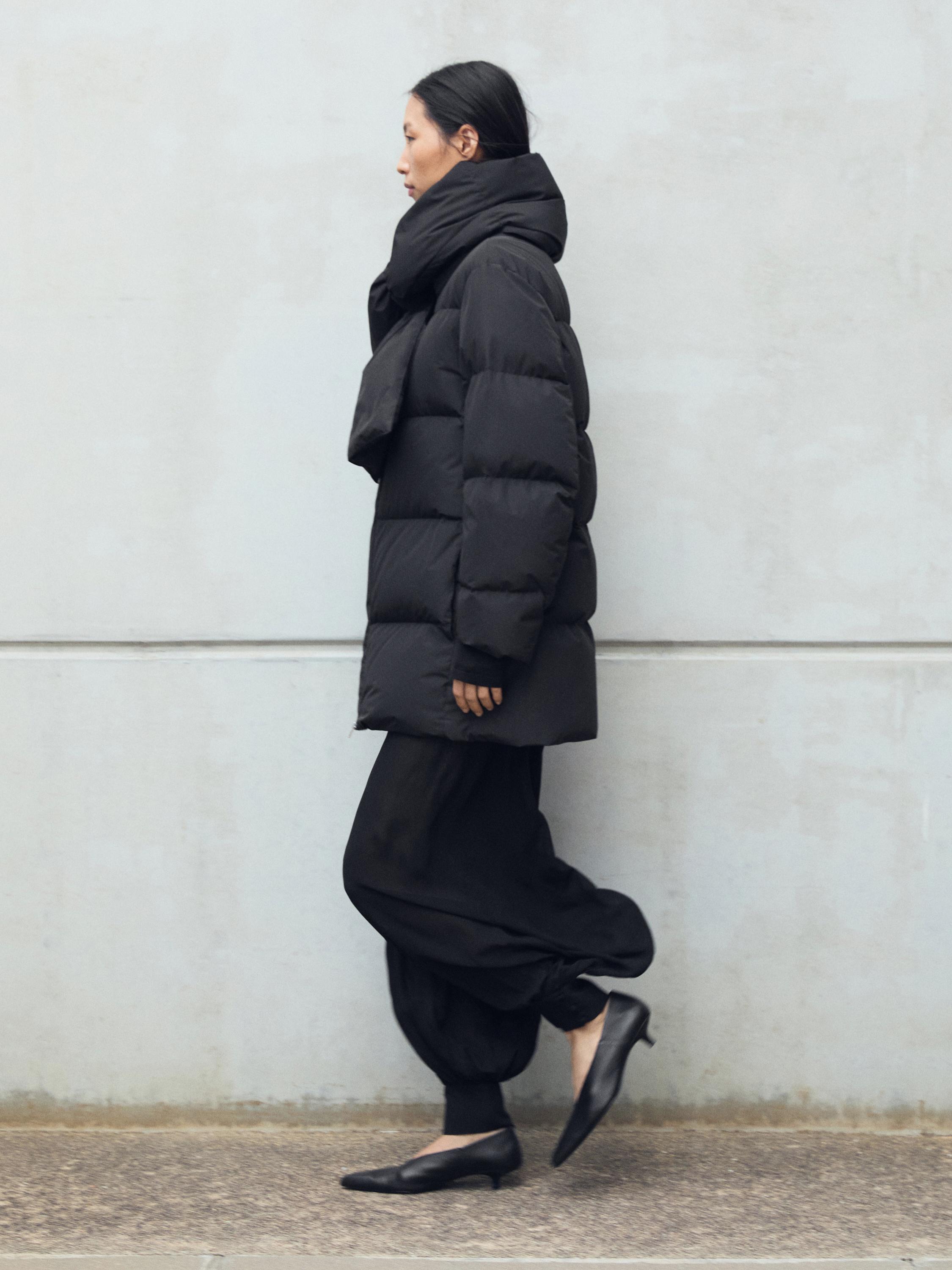 Water-repellent puffer jacket — BLACK