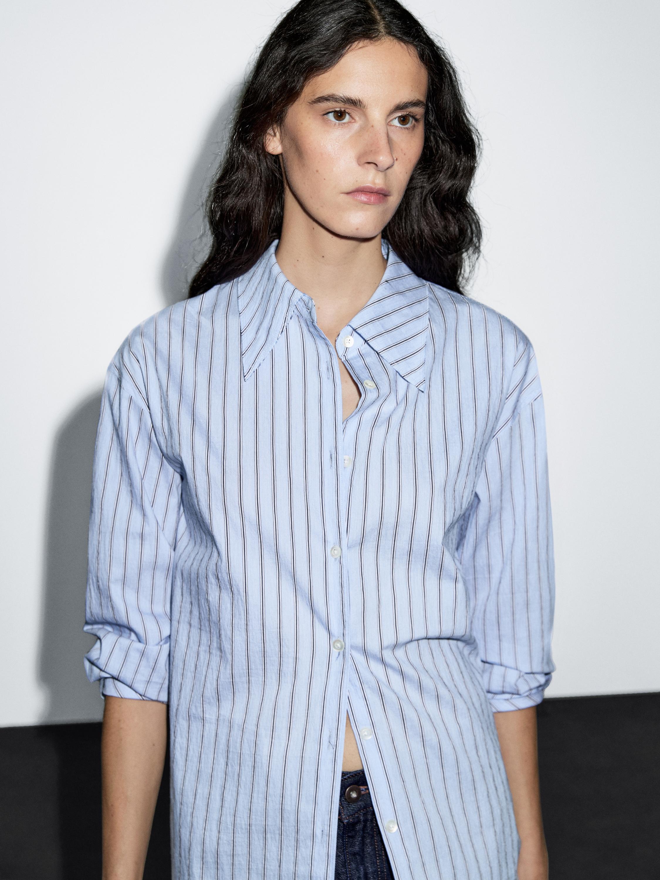 Striped cotton blend shirt