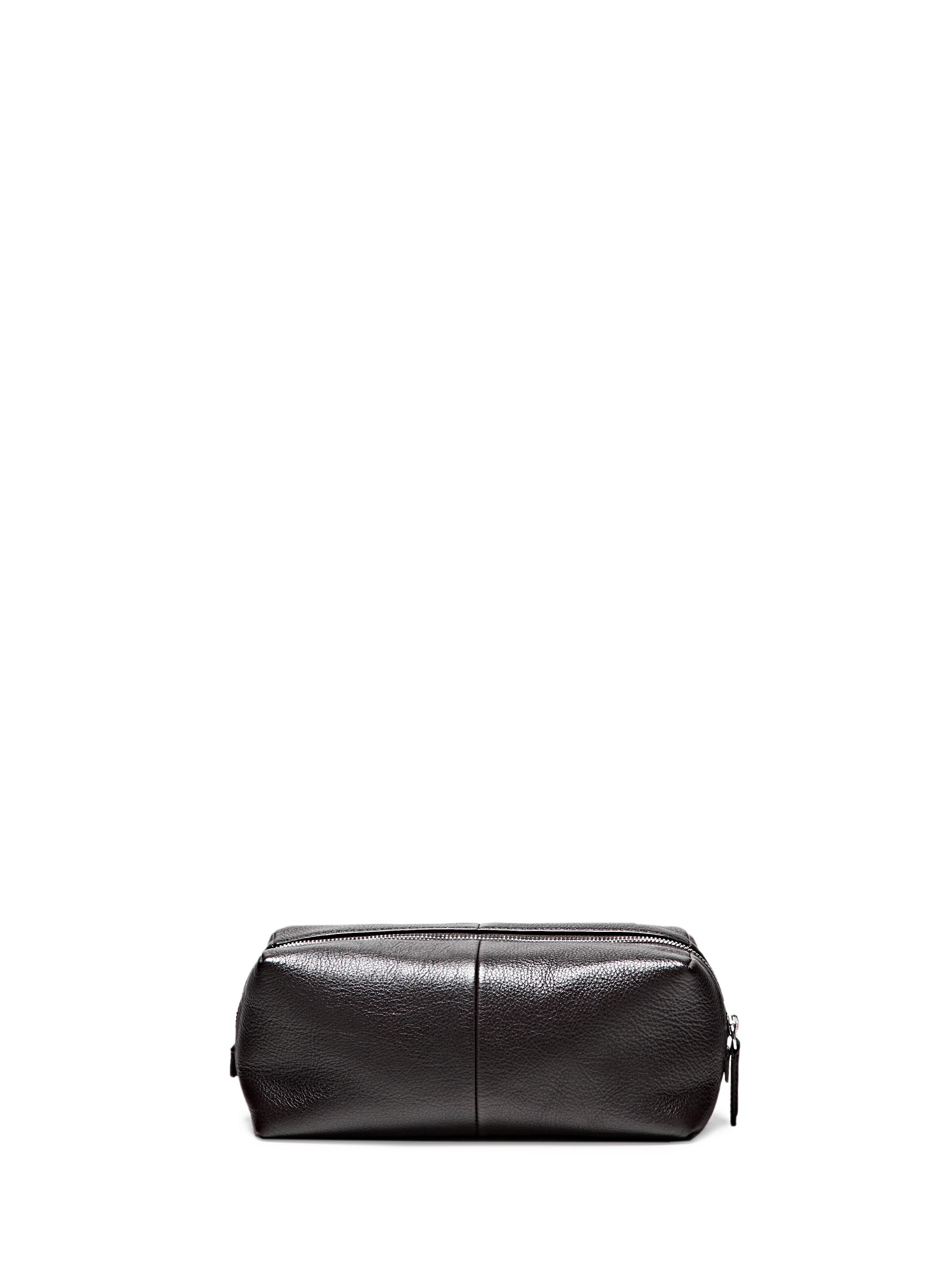Nappa leather toiletry bag with zip — BROWN