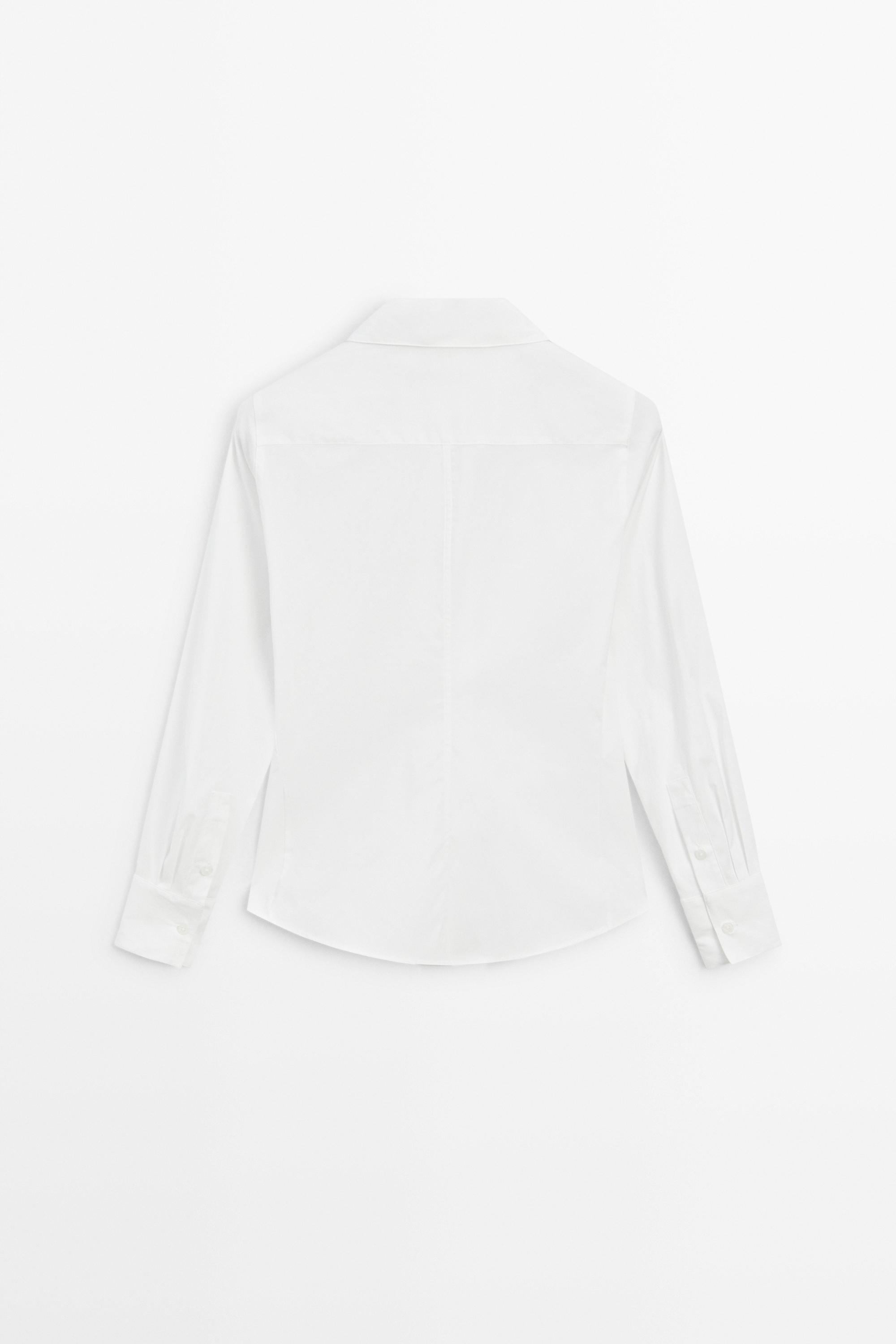 Massimo Dutti Pamuk karışımlı poplin gömlek görsel 5