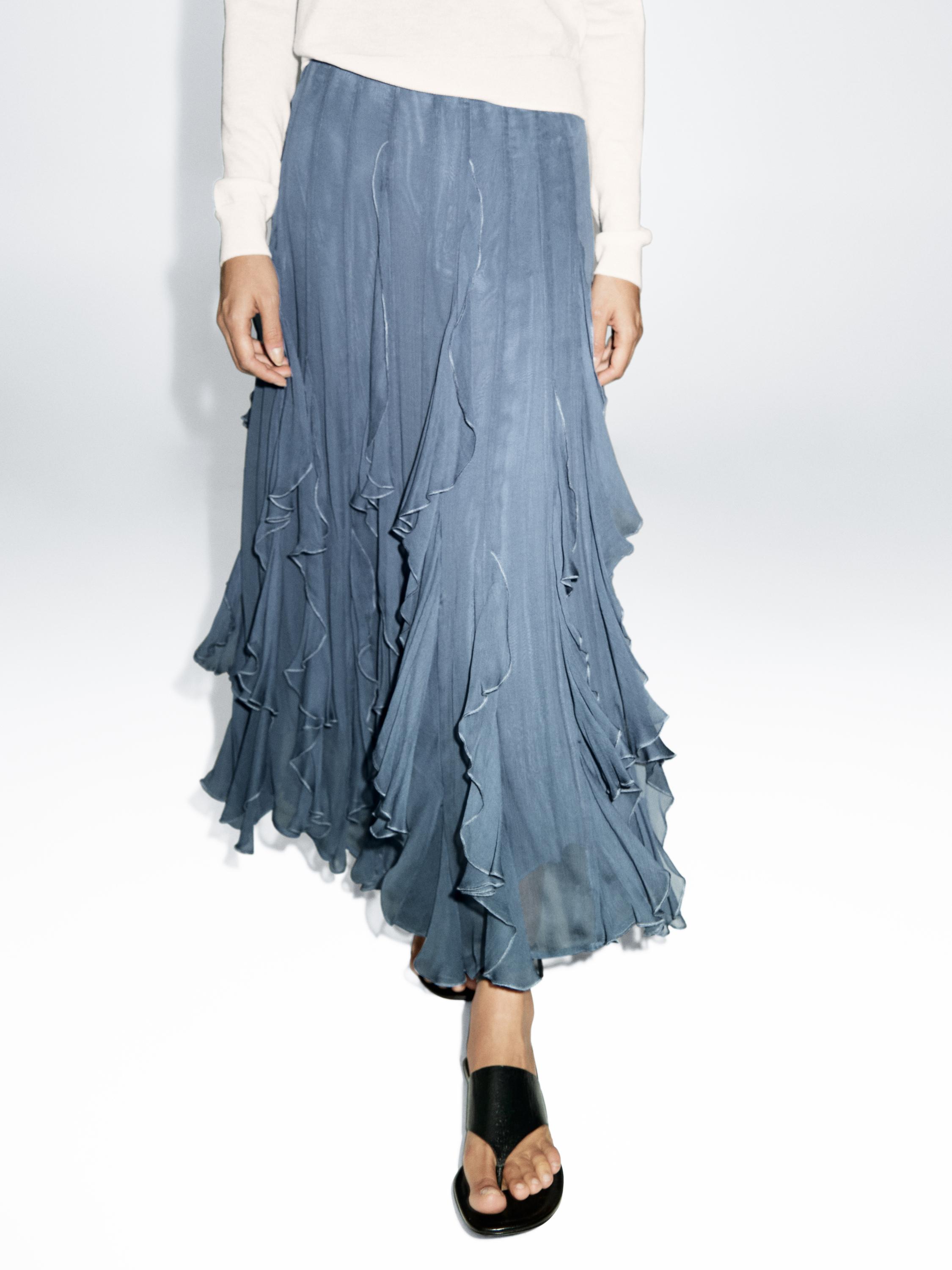 Midi skirt with ruffle detail