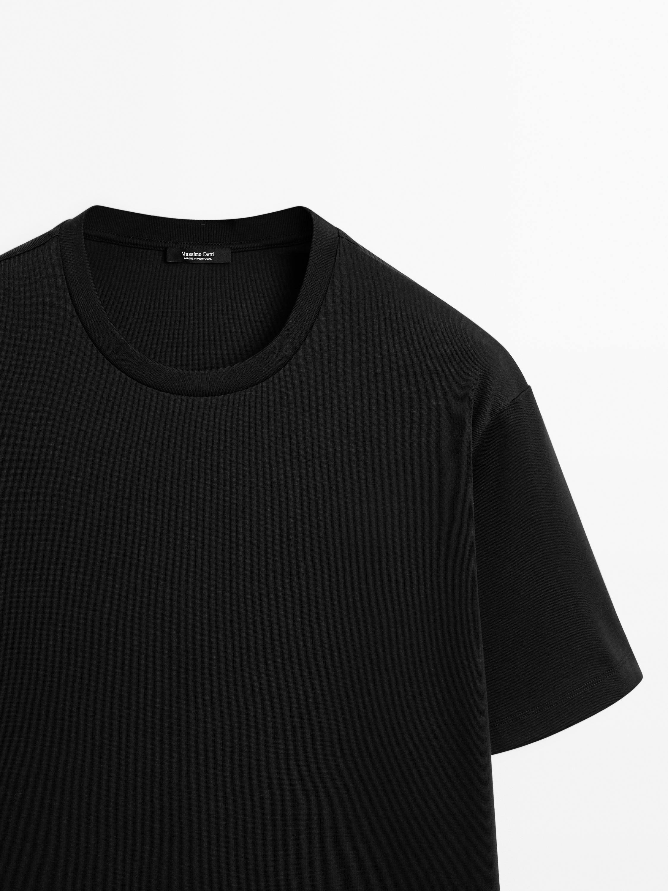 100% mercerised cotton T-shirt — BLACK