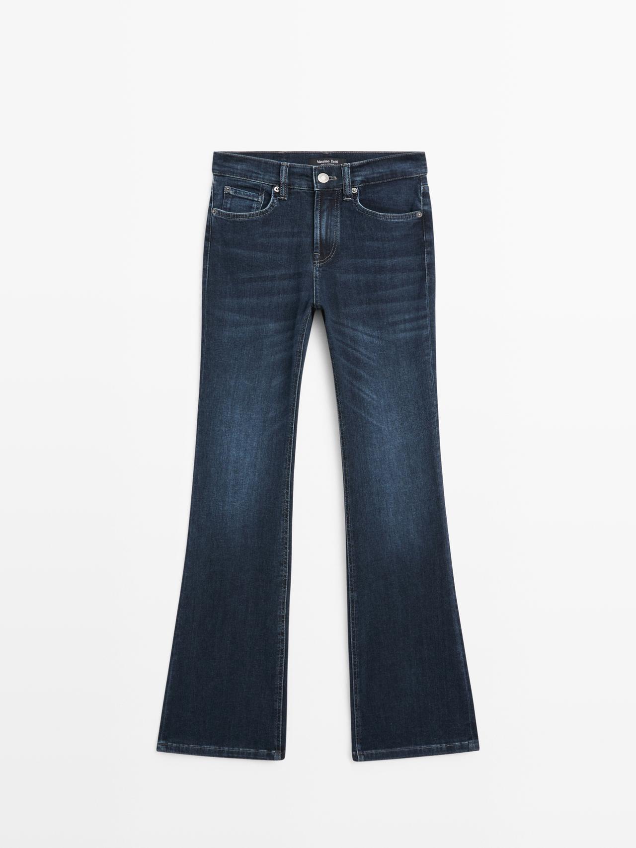 Massimo Dutti - Dame - Højtaljede, Skinny Fit Trompetbukser I Denim - Marineblå - 36
