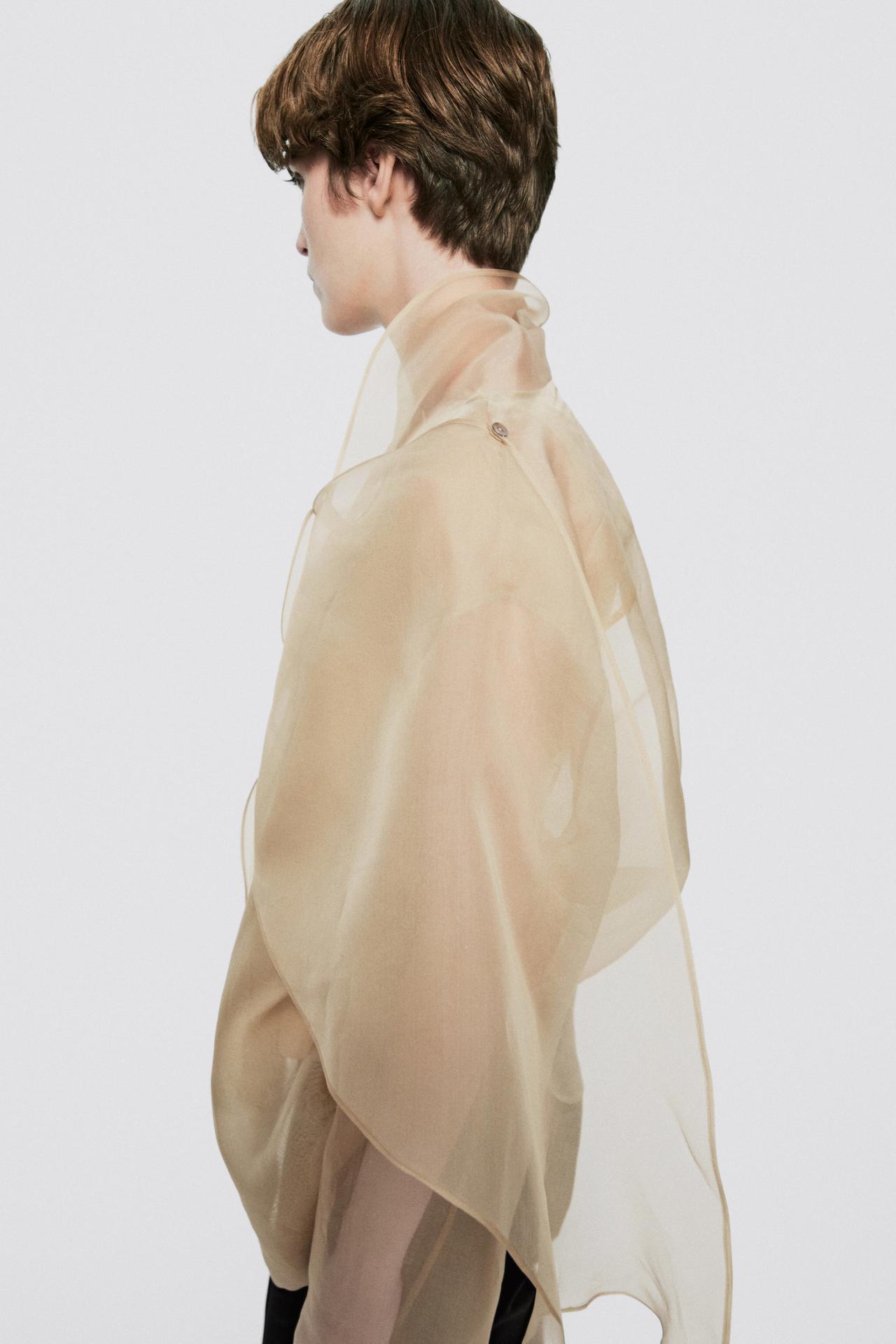 Flowing organza blouse with scarf detail - LIMITED EDITION — CHAMPAGNE