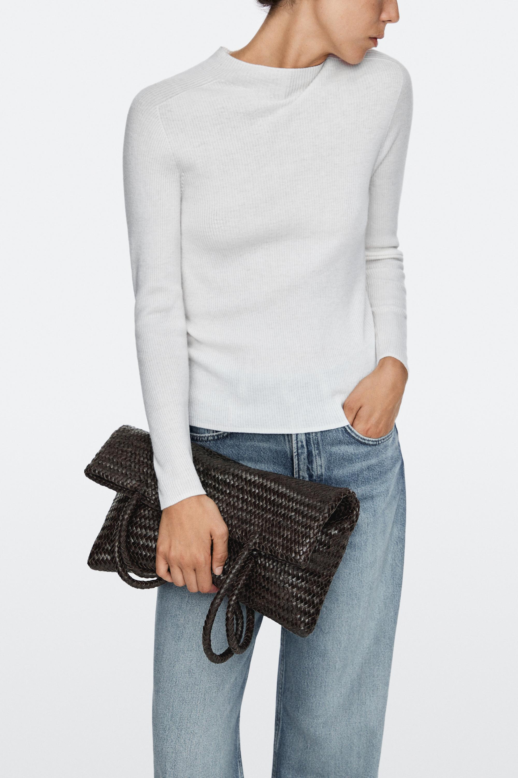 Medium braided nappa leather tote bag — BROWN