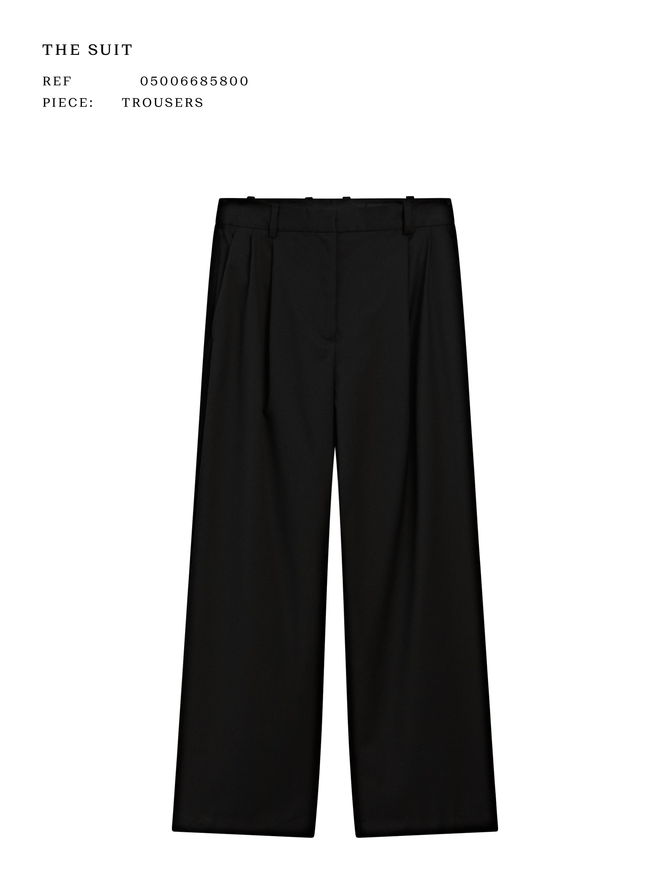 Extra fine wool pleated pants — BLACK
