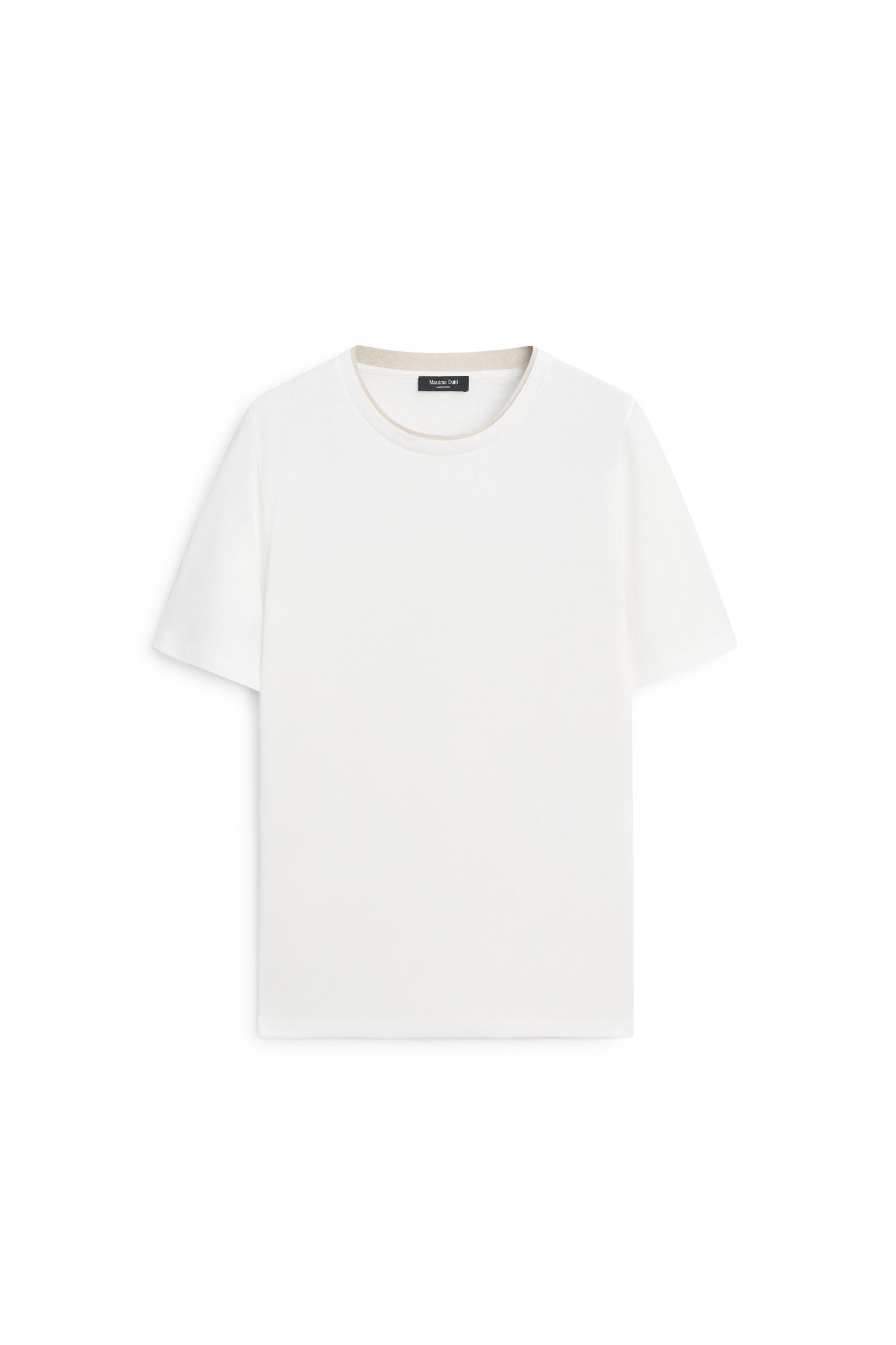 Linen and cotton double-collar T-shirt — Off white