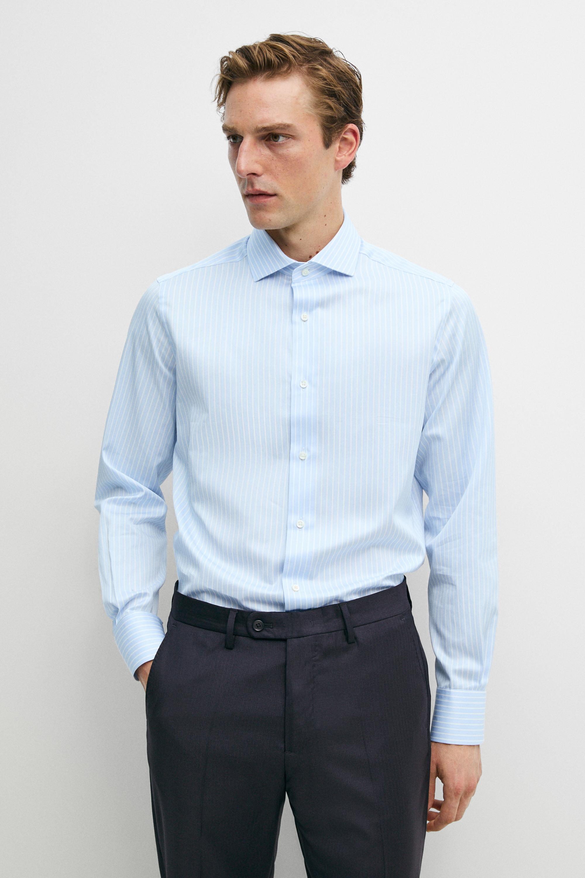 Slim fit striped 100% cotton shirt