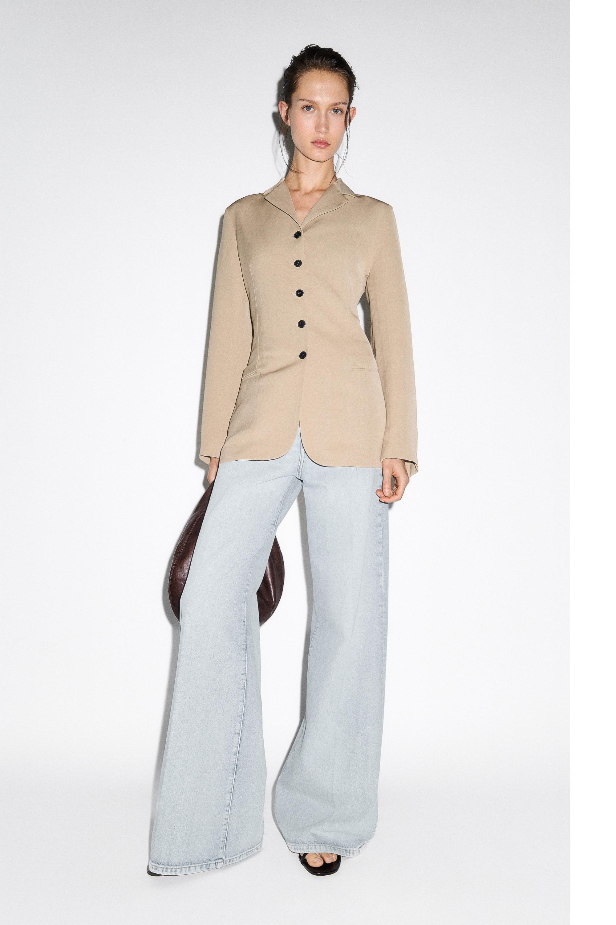 Flowing buttoned blazer — BEIGE