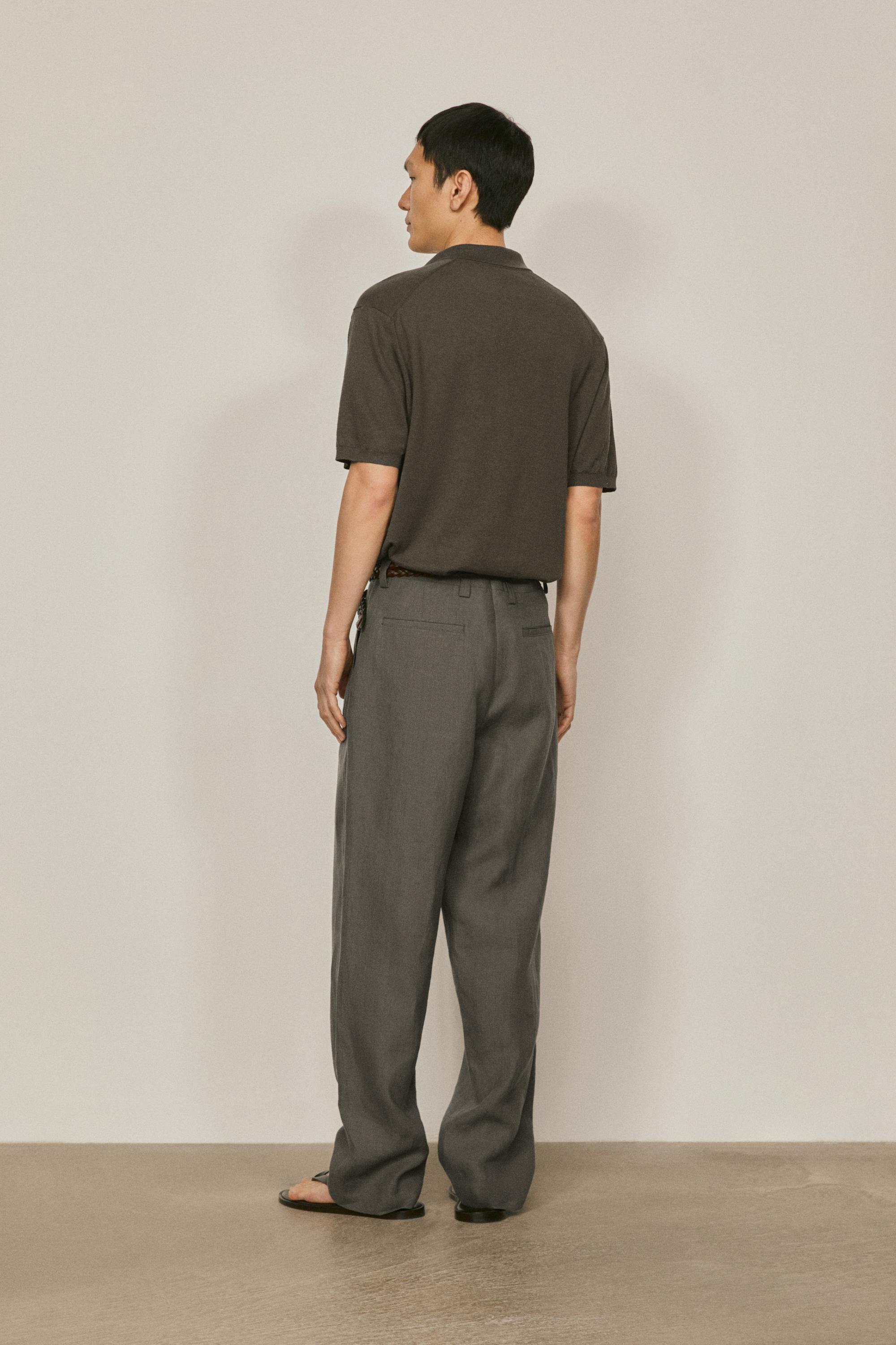 Cotton and linen knit polo sweater - LIMITED EDITION — DARK KHAKI