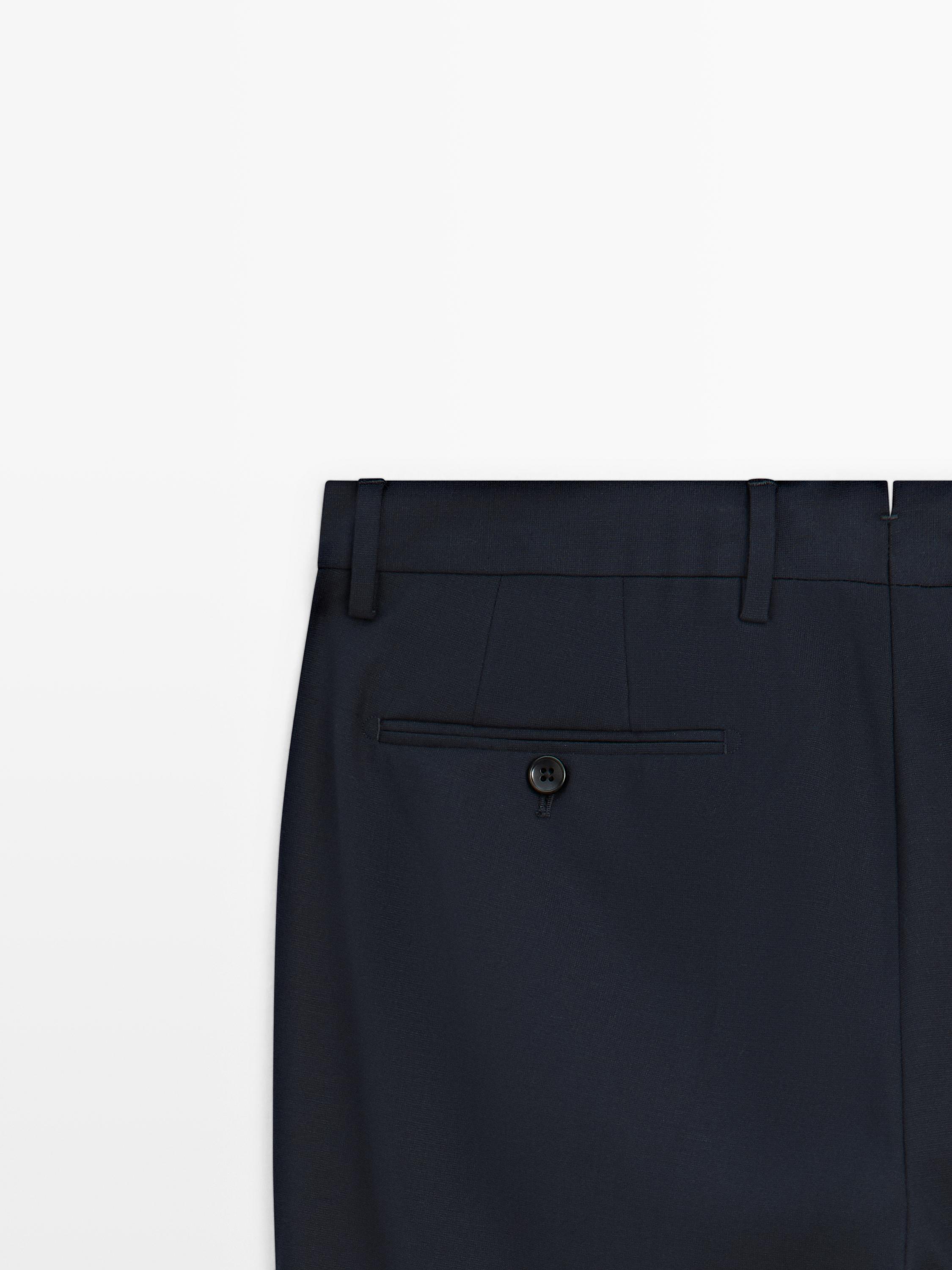 Cool wool blend suit trousers — NAVY BLUE