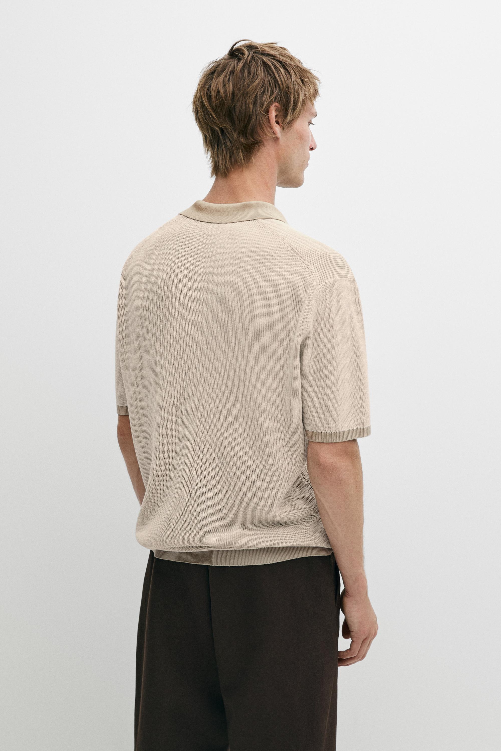 100% Cotton knit polo sweater — CREAM