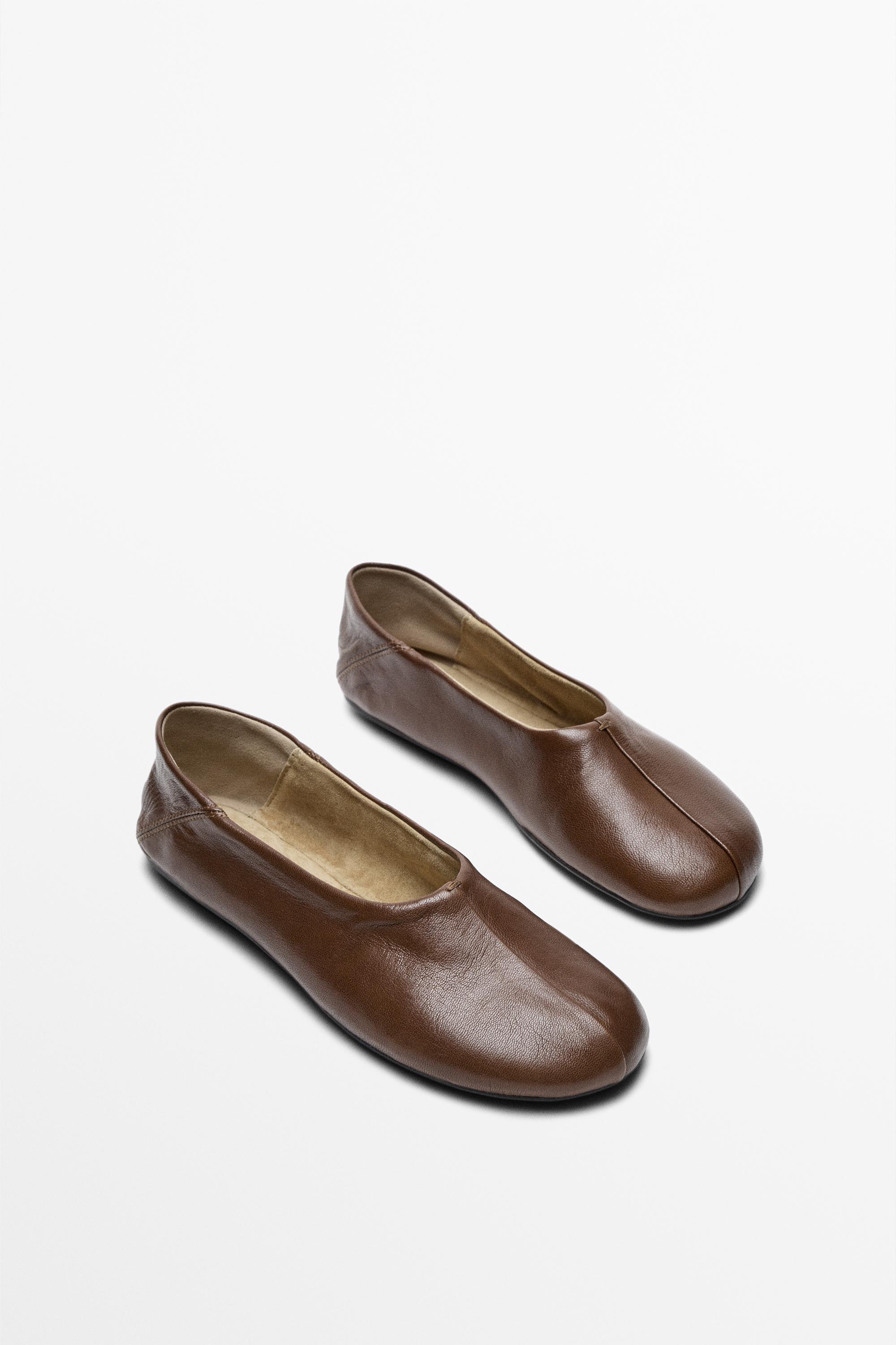 Soft leather ballet flat — HAZELNUT BROWN