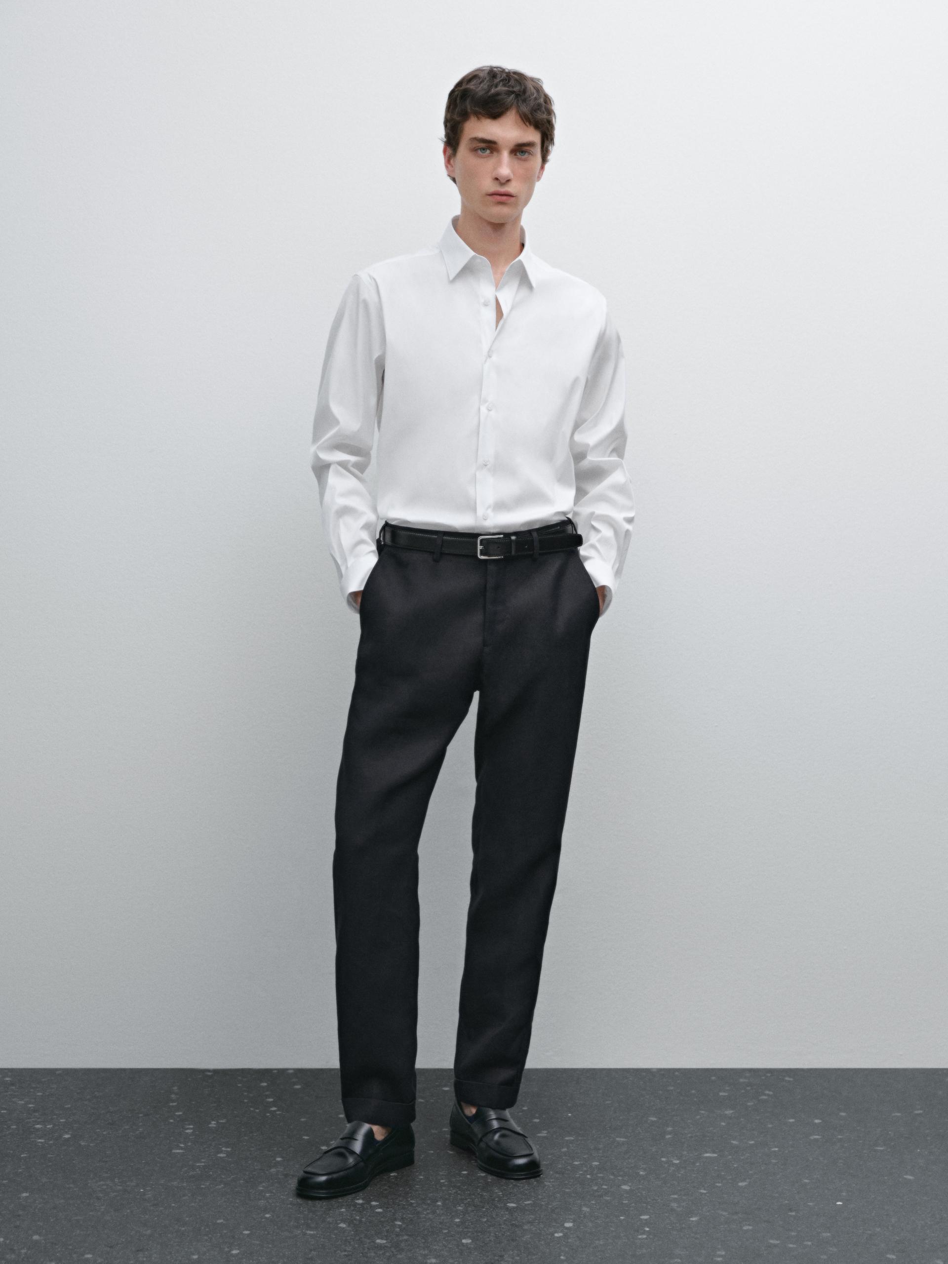 Camicia Slim Fit Stretch - Nero - S - Massimo Dutti - Maschile