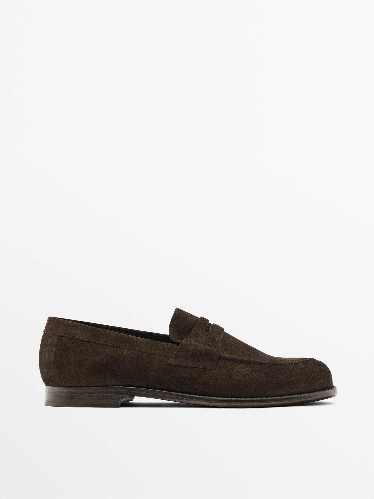 Massimo Dutti - Herre - Loafers I Spaltlæder - Brun - 45