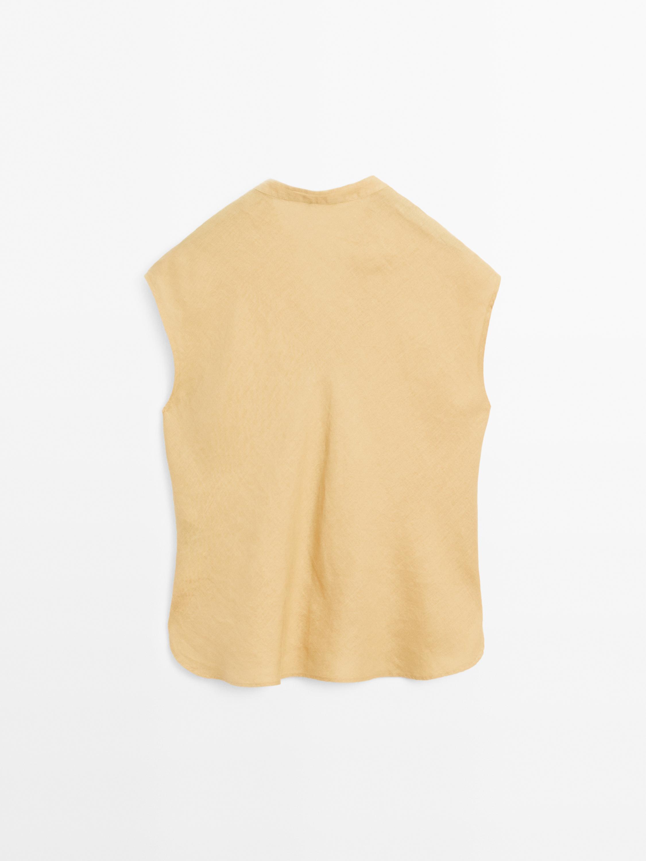 100% linen flowing blouse with open neck