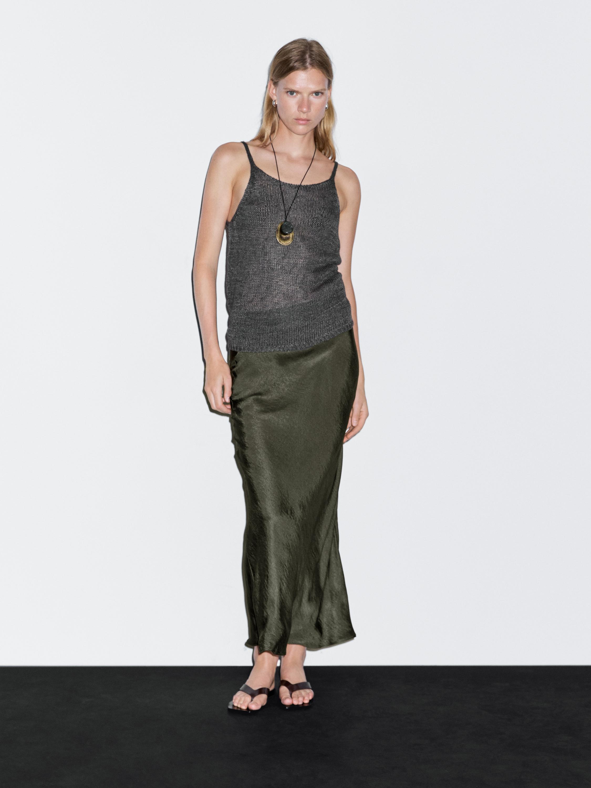 Long satin skirt