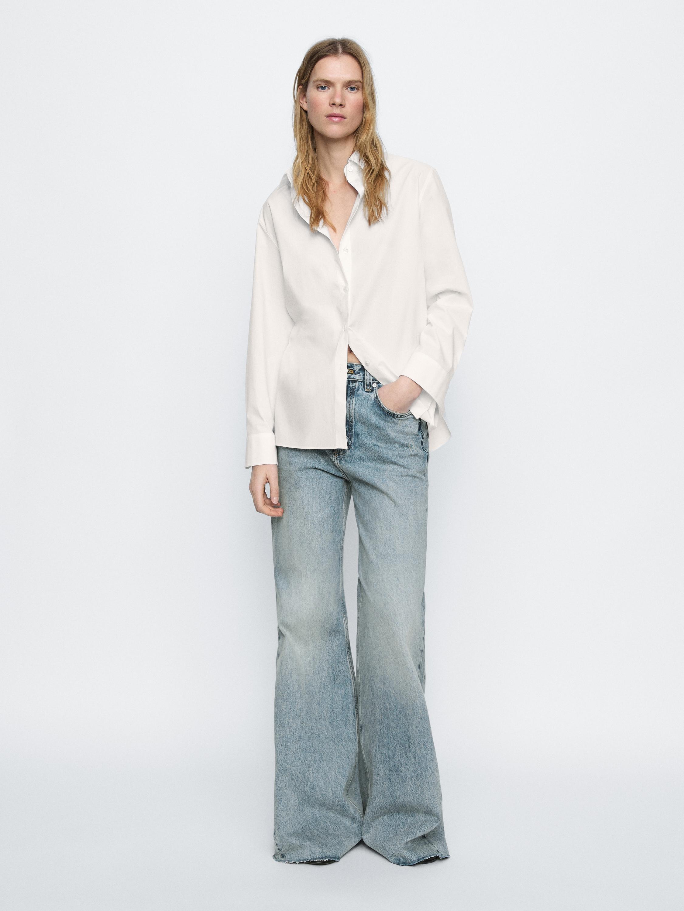 High-waist flared cotton jeans