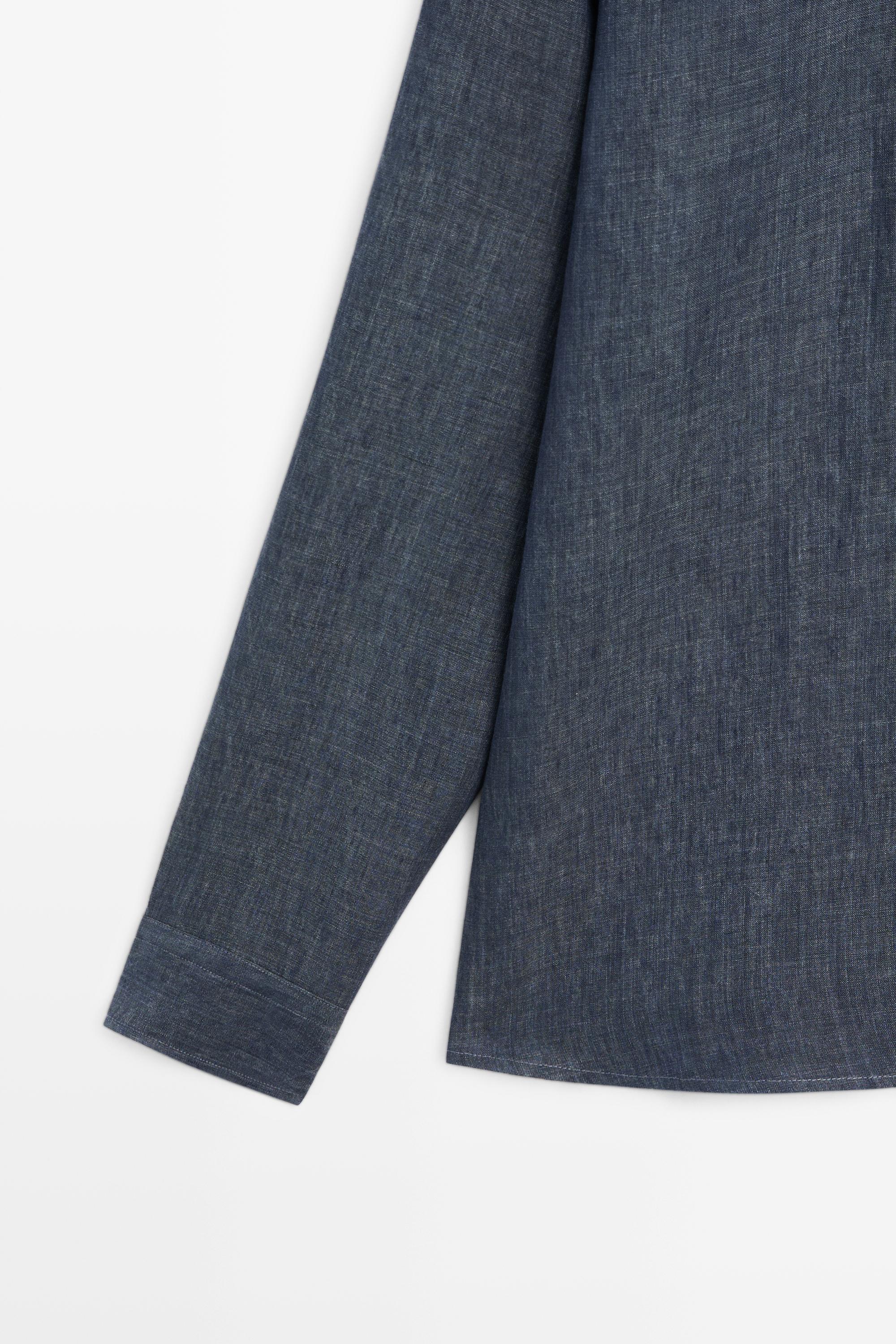 100% linen shirt with pocket — BLUE