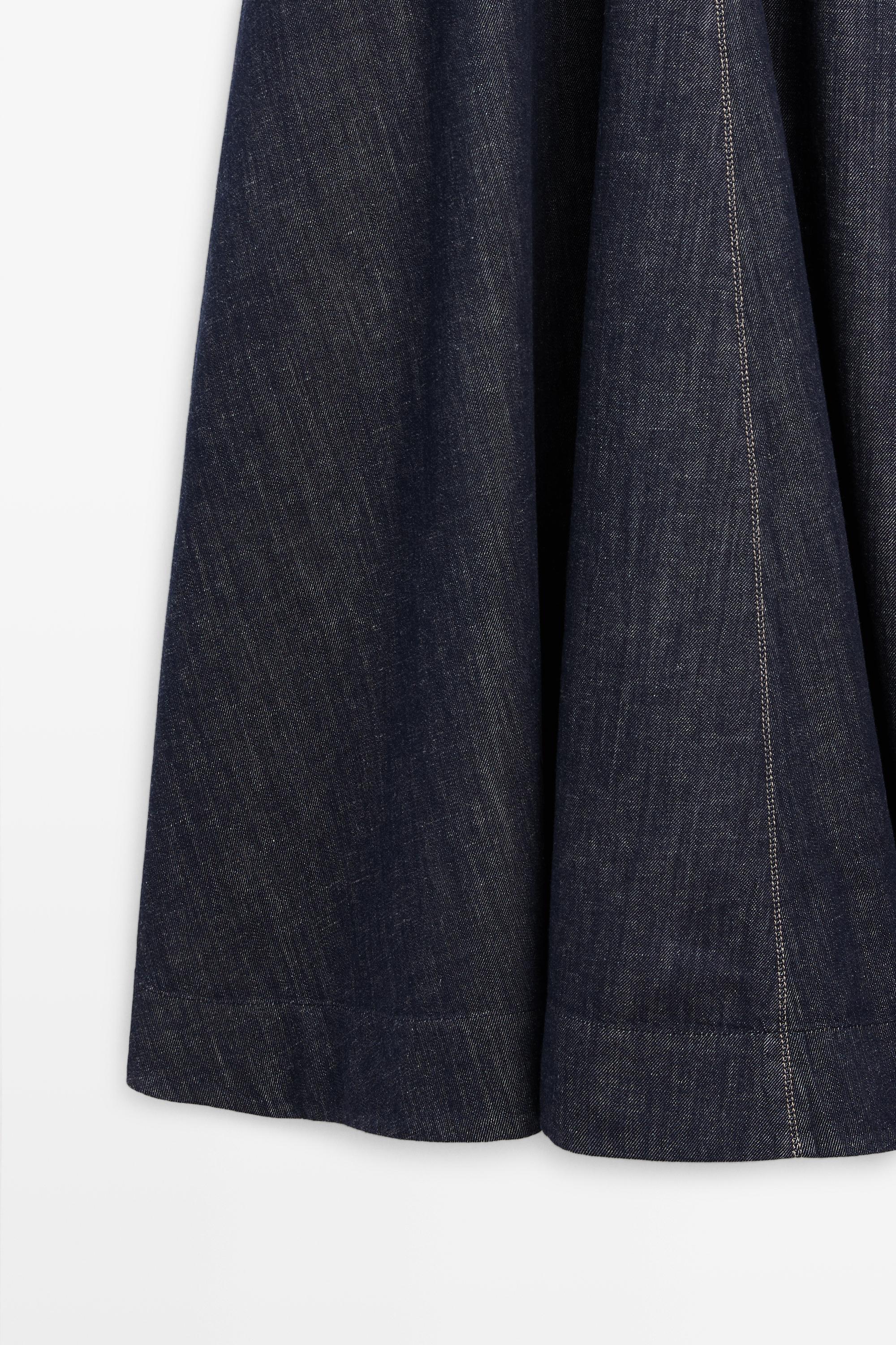 Denim midi dress Dark Blue Dress | Massimo Dutti Denim midi dress Dark Blue Dress | Massimo Dutti