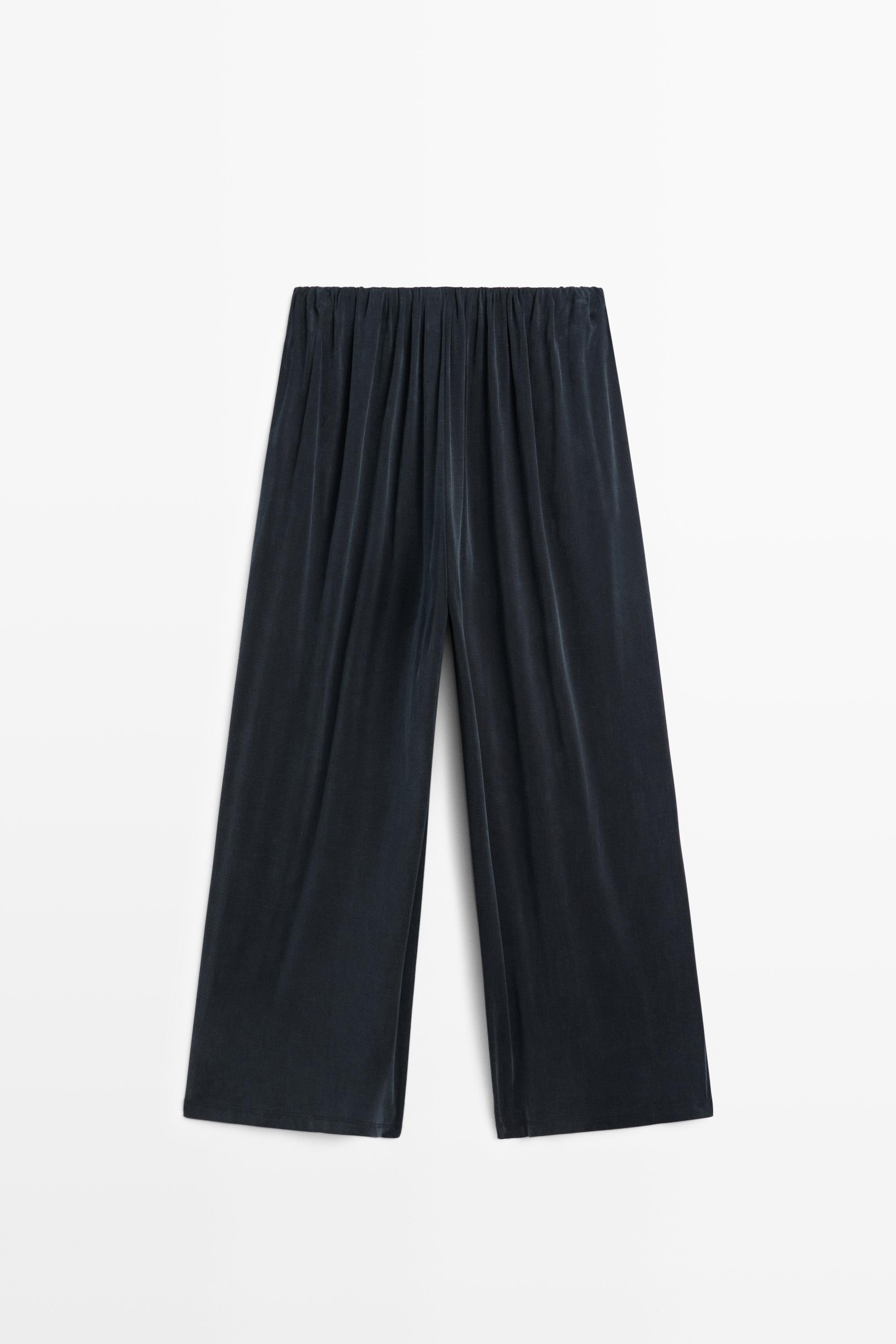 Pleated flowing wide-leg pants - STUDIO — BLUE