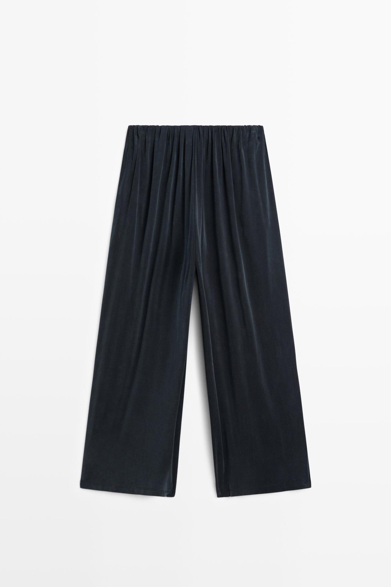 Pleated flowing wide-leg pants - STUDIO — BLUE