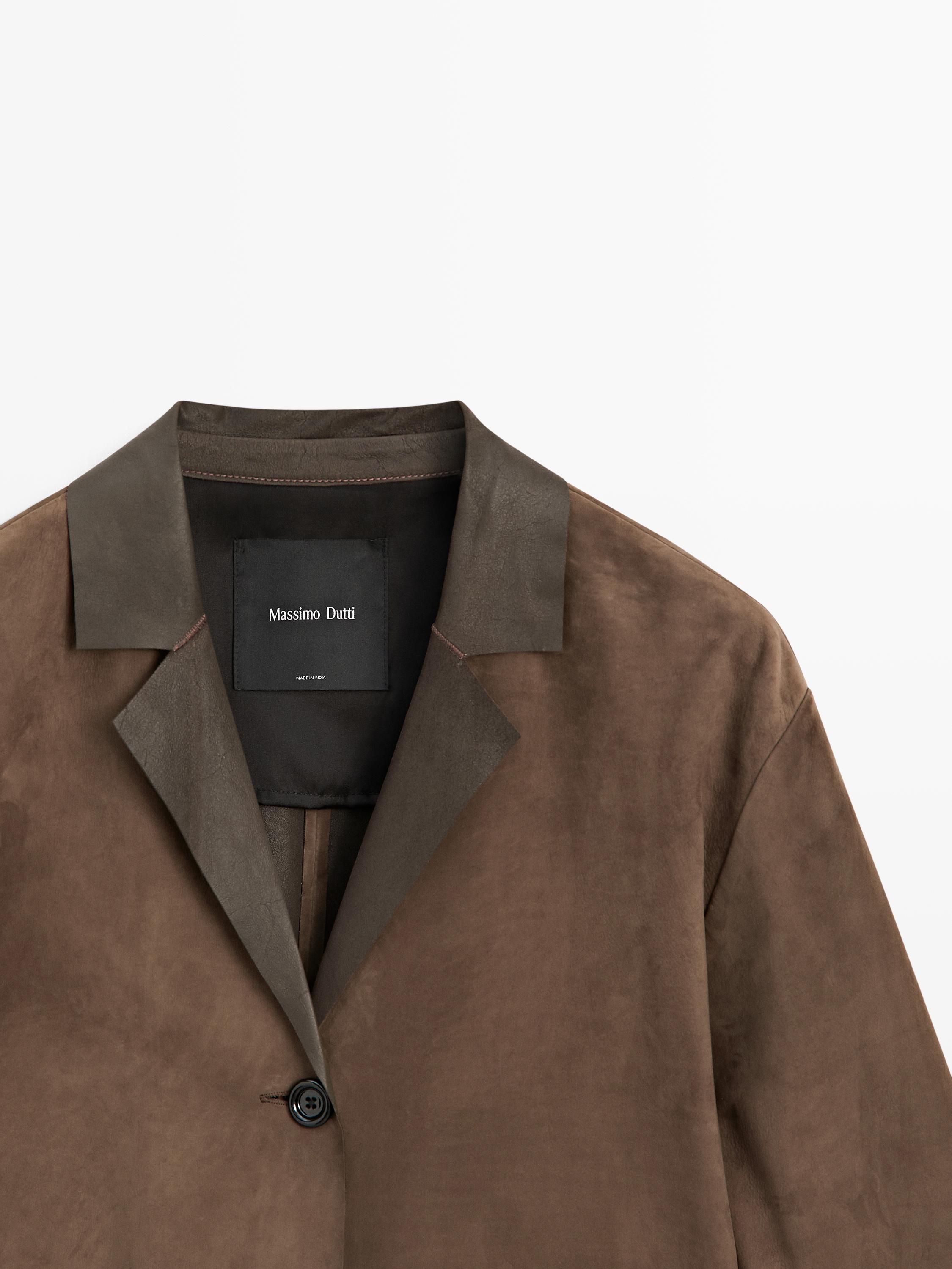Long suede leather coat — BROWN