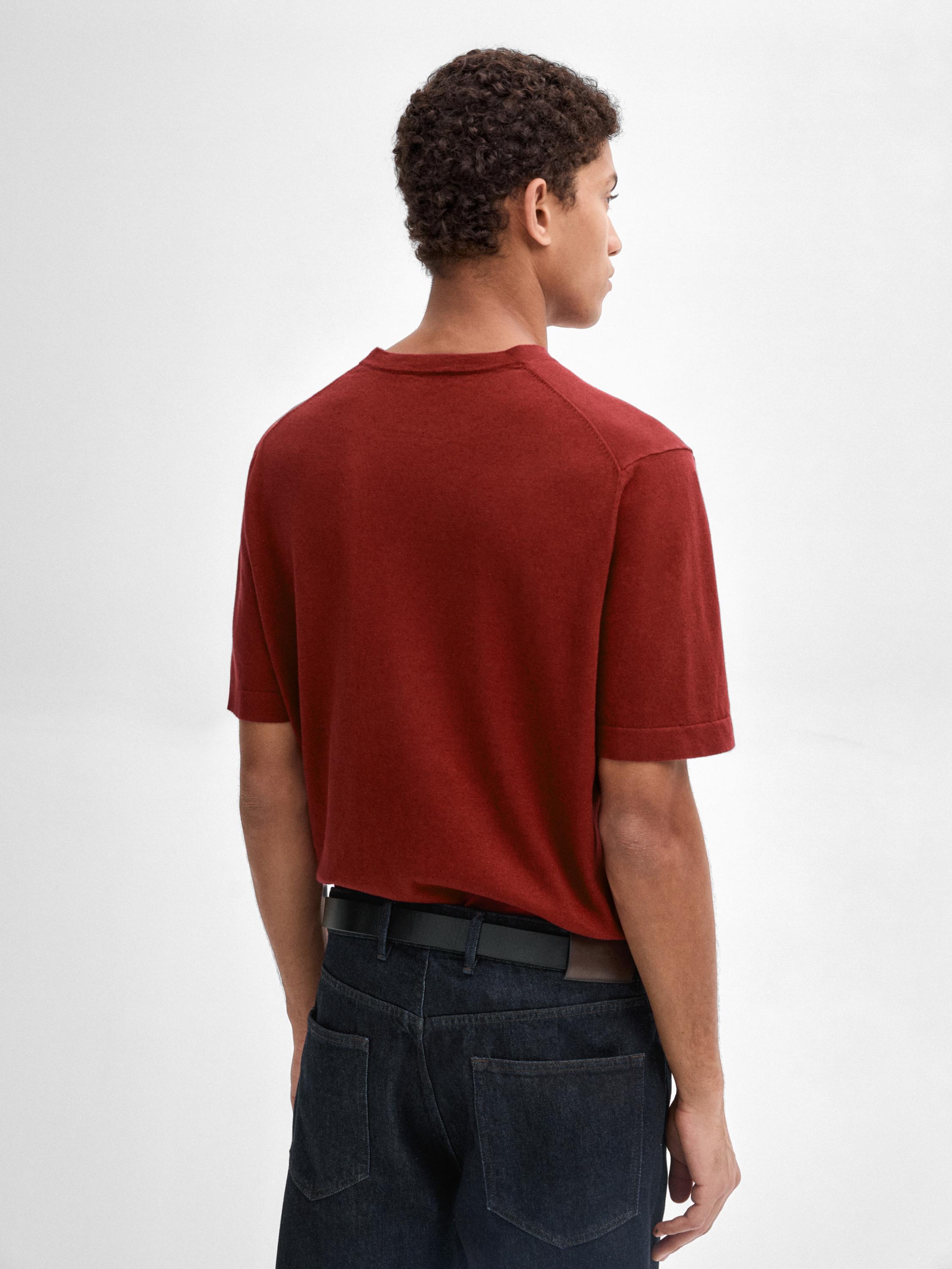 Cotton blend knit short sleeve sweater