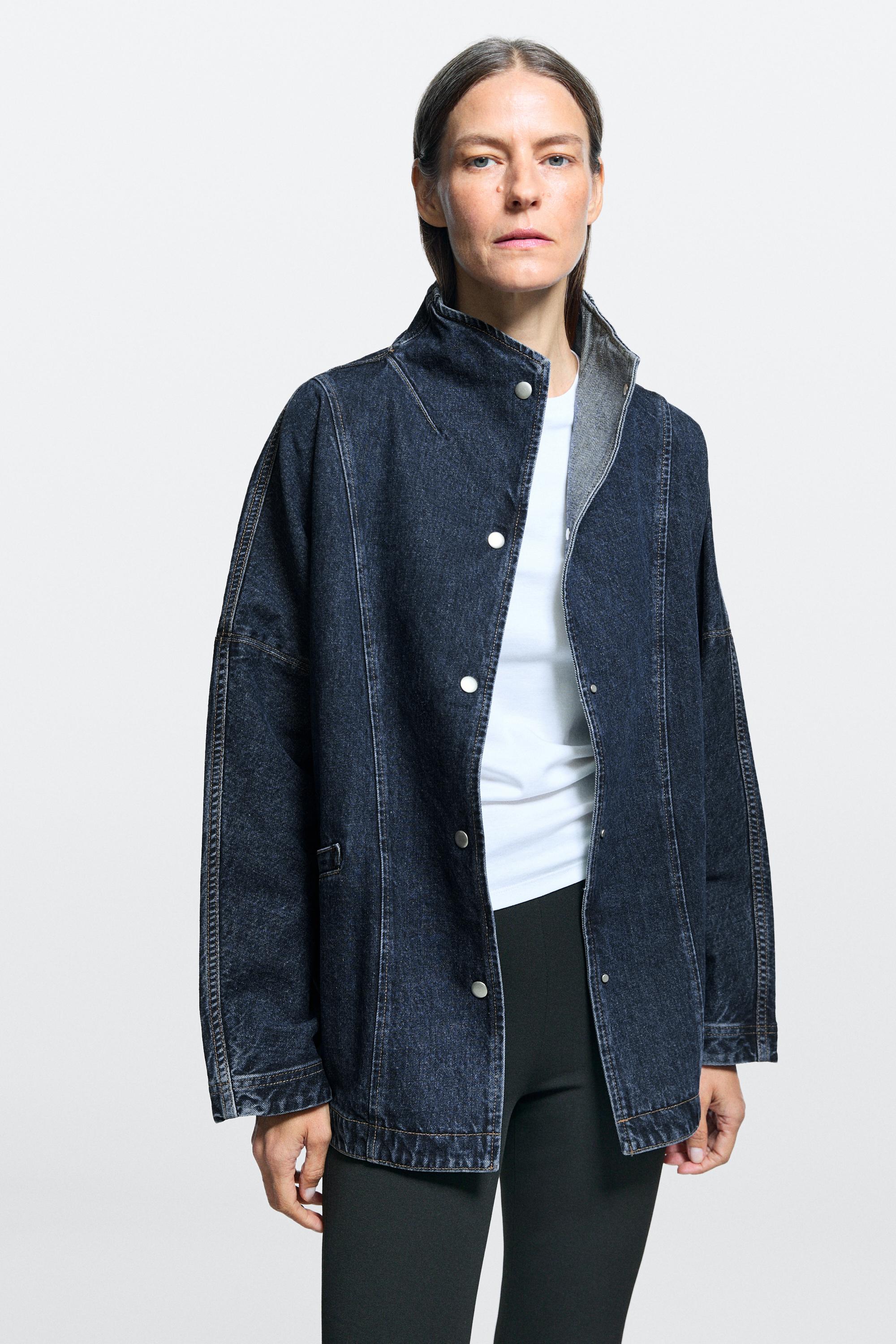 100% cotton high neck denim jacket
