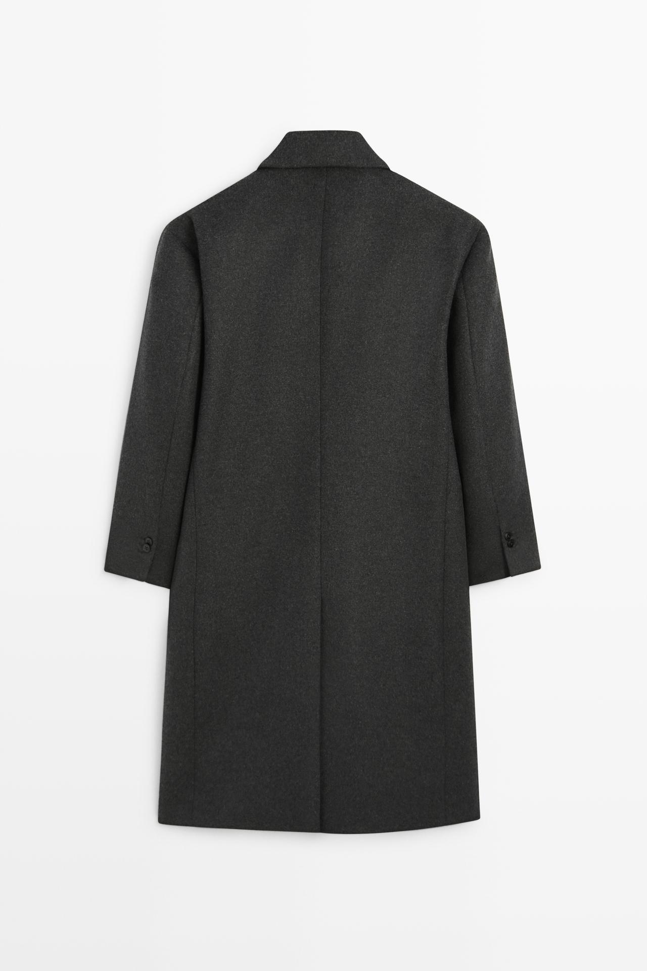 100% wool coat with lapel collar — CHARCOAL